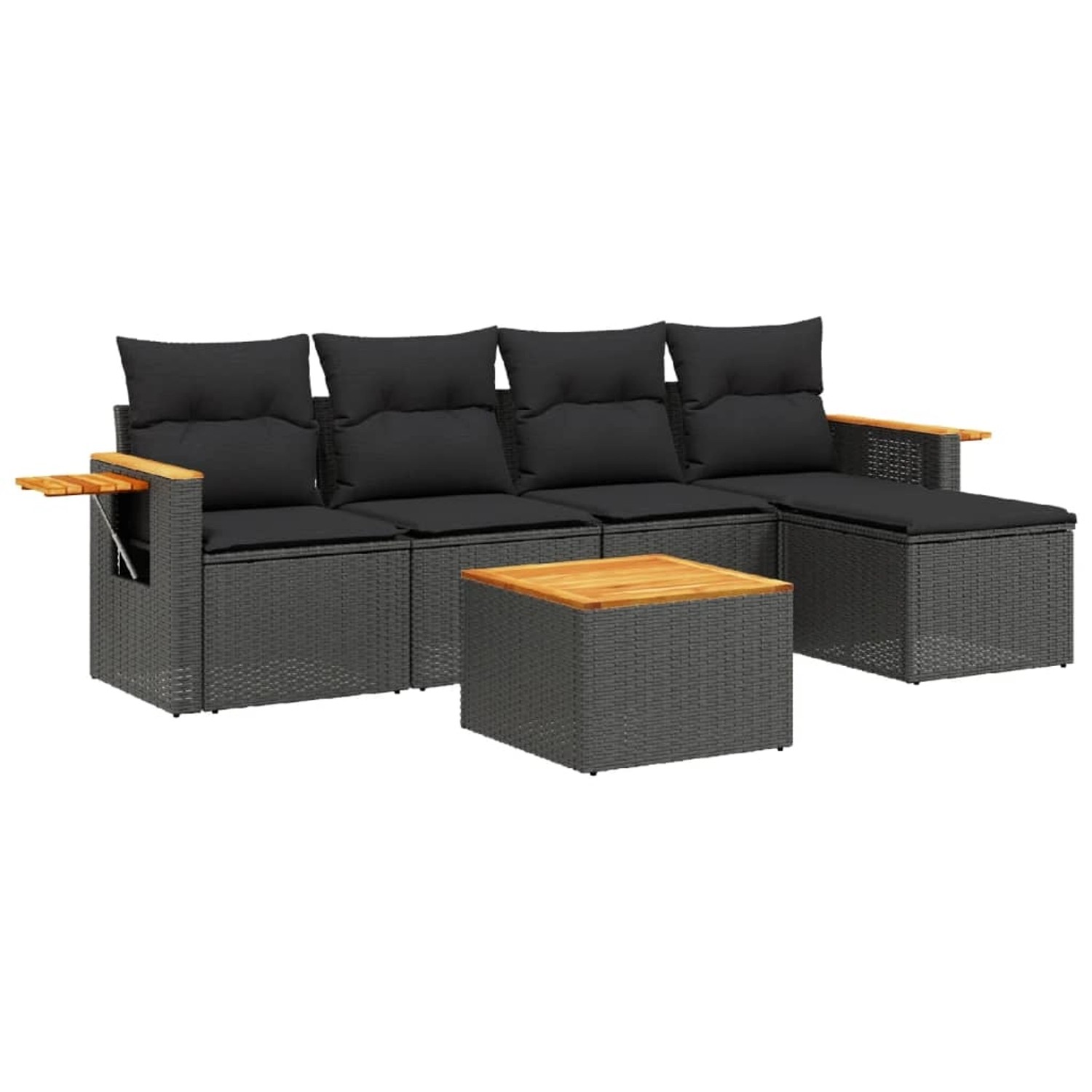 vidaXL 6-Tlg Garten-Sofagarnitur mit Kissen Schwarz Poly Rattan 3226762 günstig online kaufen