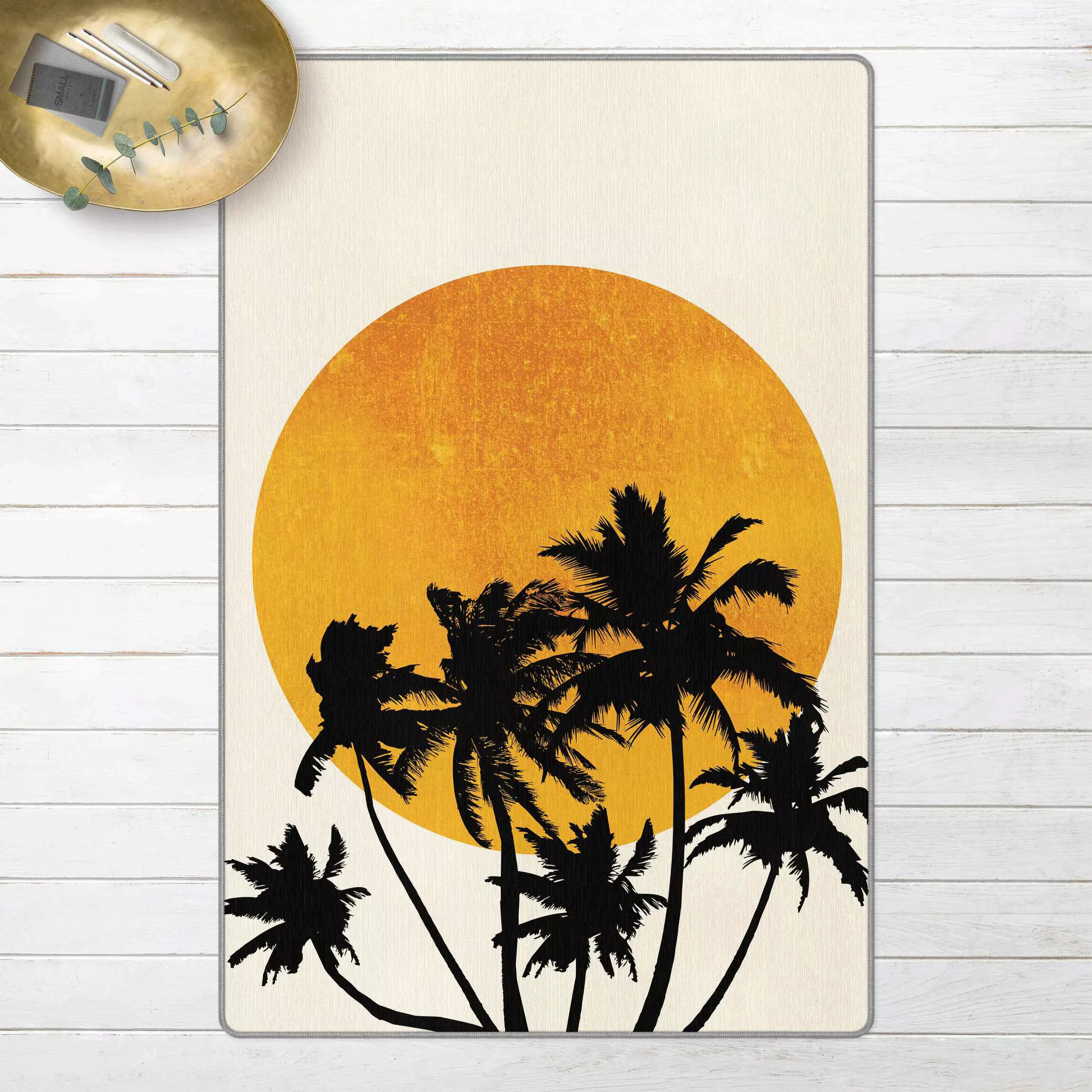 Teppich Palmen vor goldener Sonne günstig online kaufen