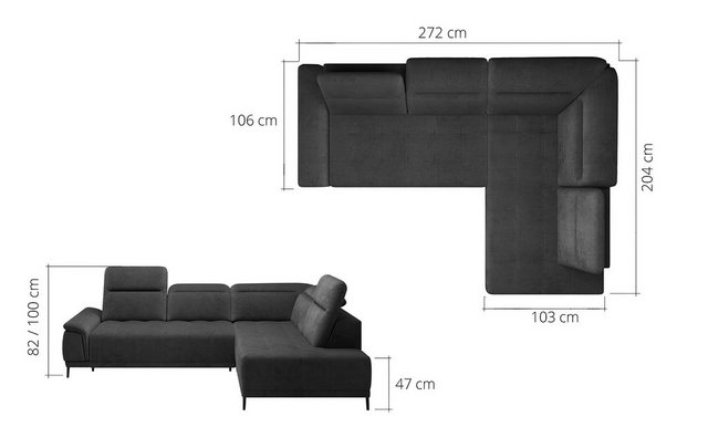 Xlmoebel Ecksofa L-förmige Eckcouch mit automatischer Funktion, modernes, H günstig online kaufen