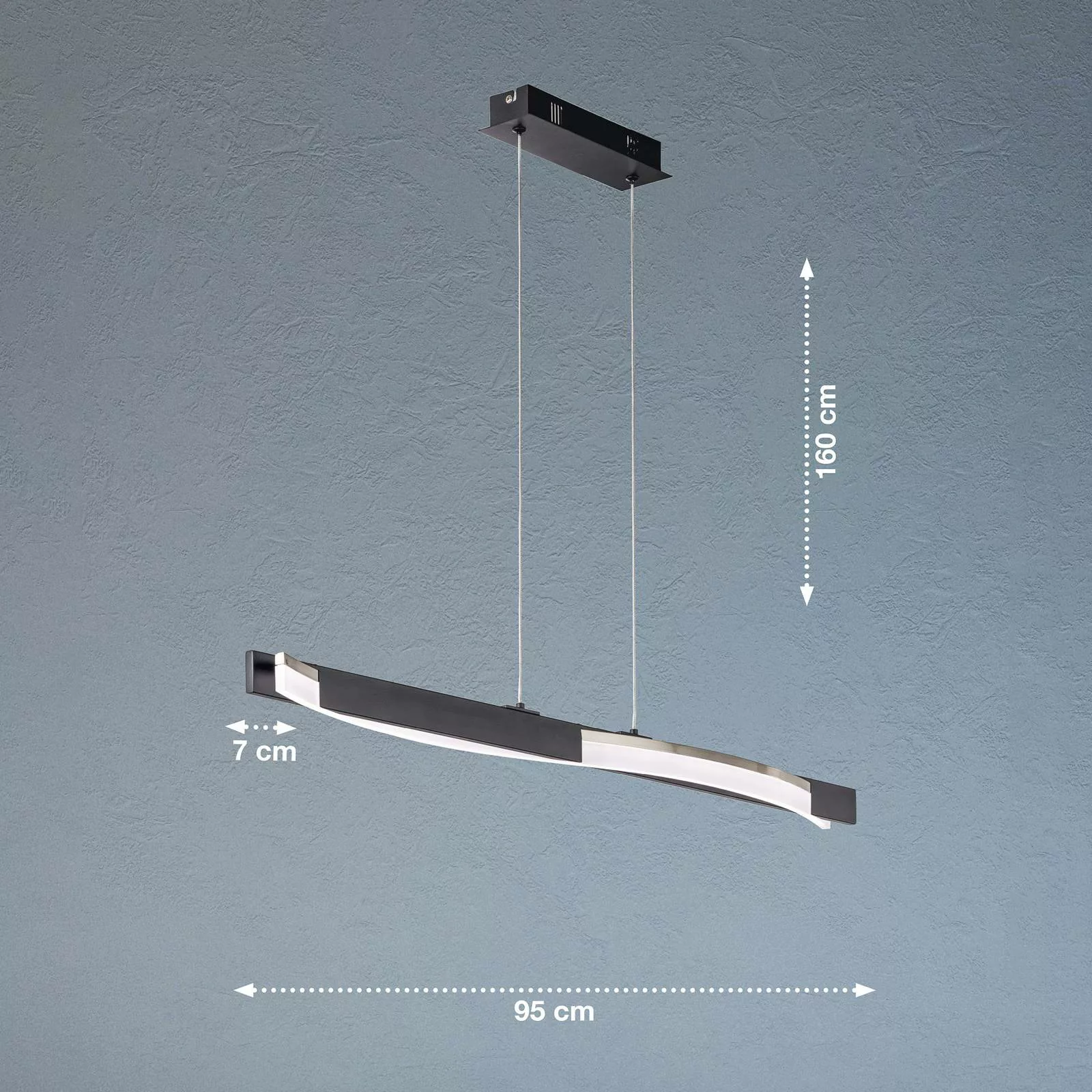 LED-Hängeleuchte Bridge, schwarz/nickelfarben, Länge 95 cm günstig online kaufen