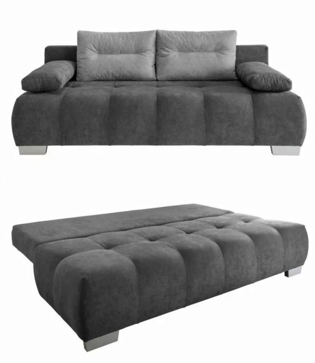 luma-home Schlafsofa 17211, mit Bettkasten 205 cm breit, attraktive Steppun günstig online kaufen