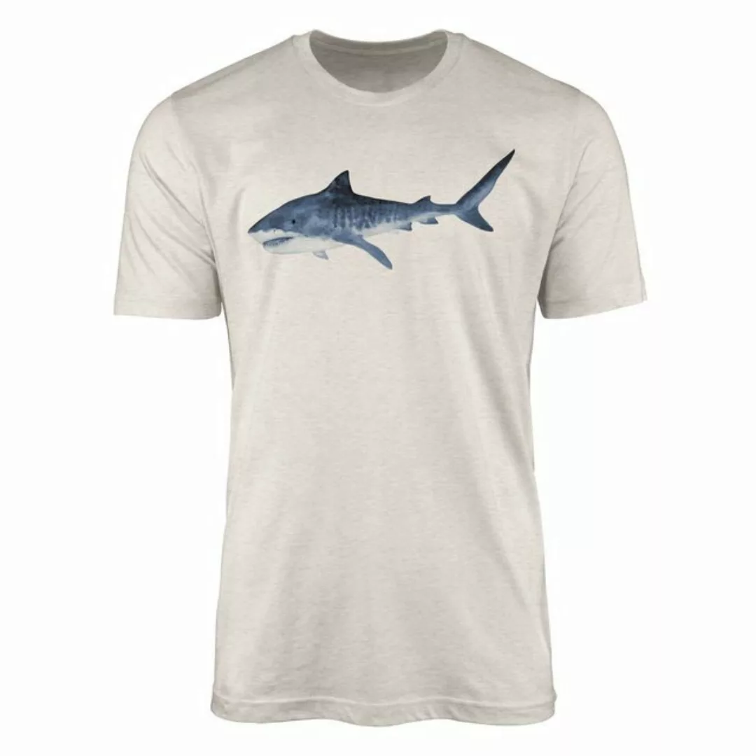 Sinus Art T-Shirt Herren Shirt 100% gekämmte Bio-Baumwolle T-Shirt Hai Wass günstig online kaufen