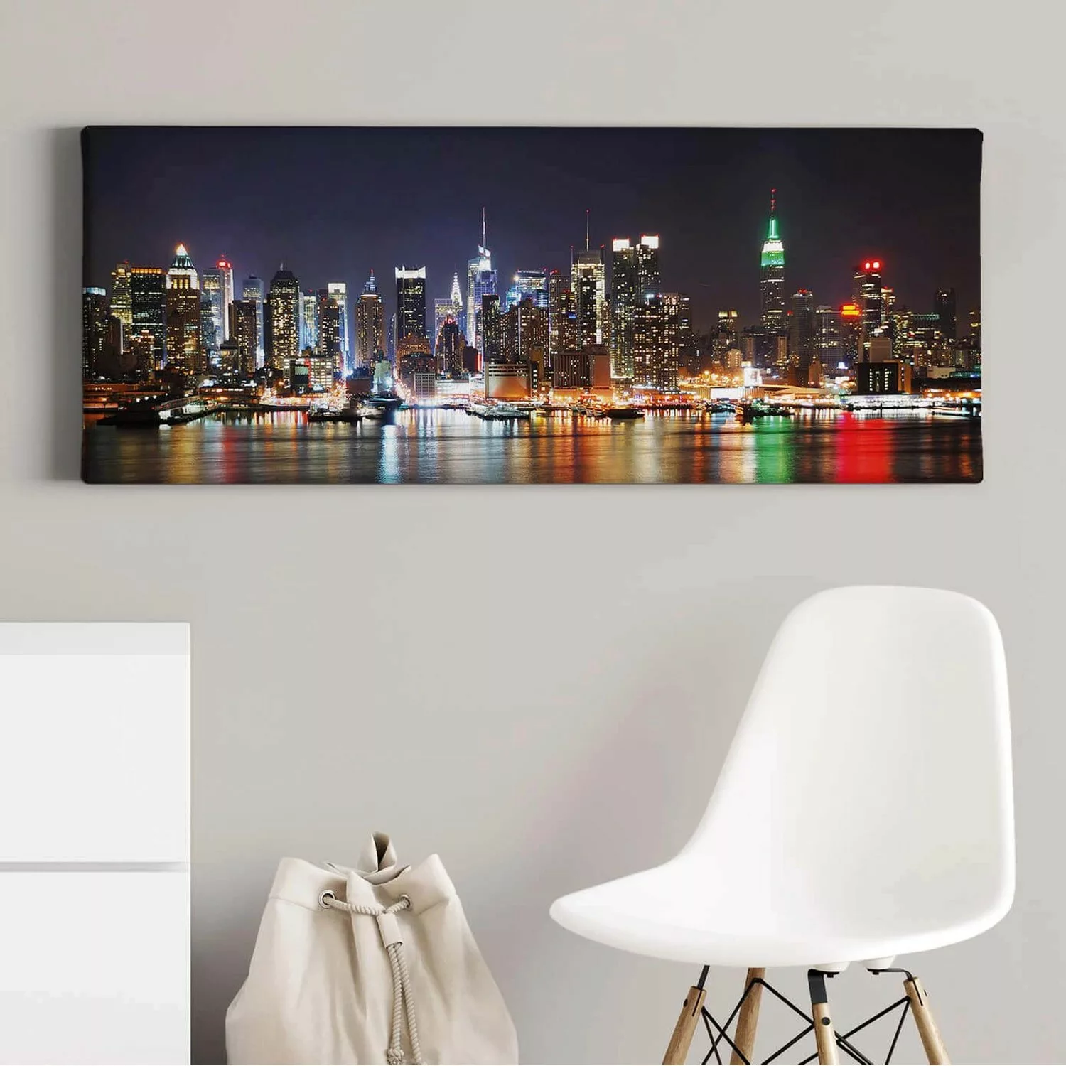 Bricoflor Skyline Von New York Auf Leinwand Modernes Stadt Bild Mit Nacht M günstig online kaufen