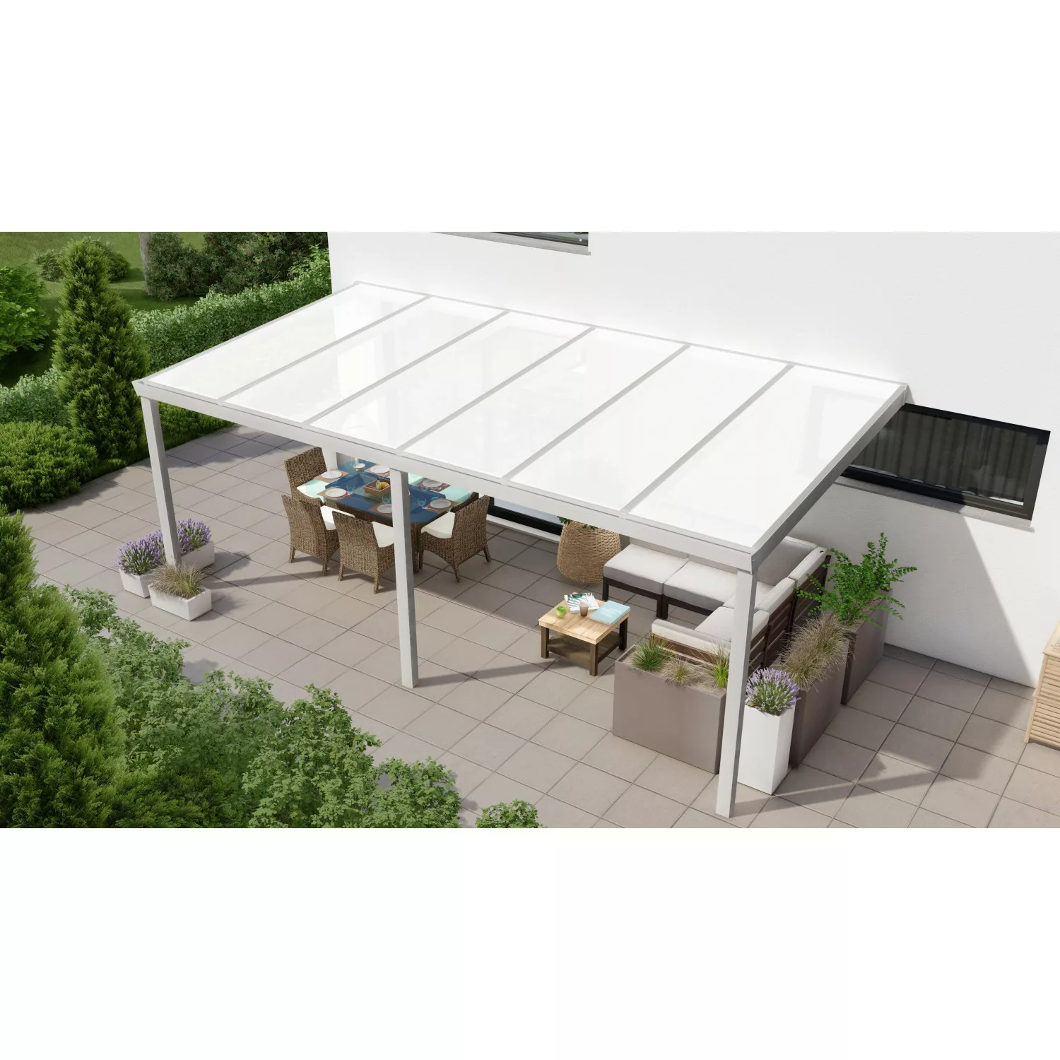 Terrassenüberdachung Professional 600 cm x 350 cm Grau Struktur PC Opal günstig online kaufen