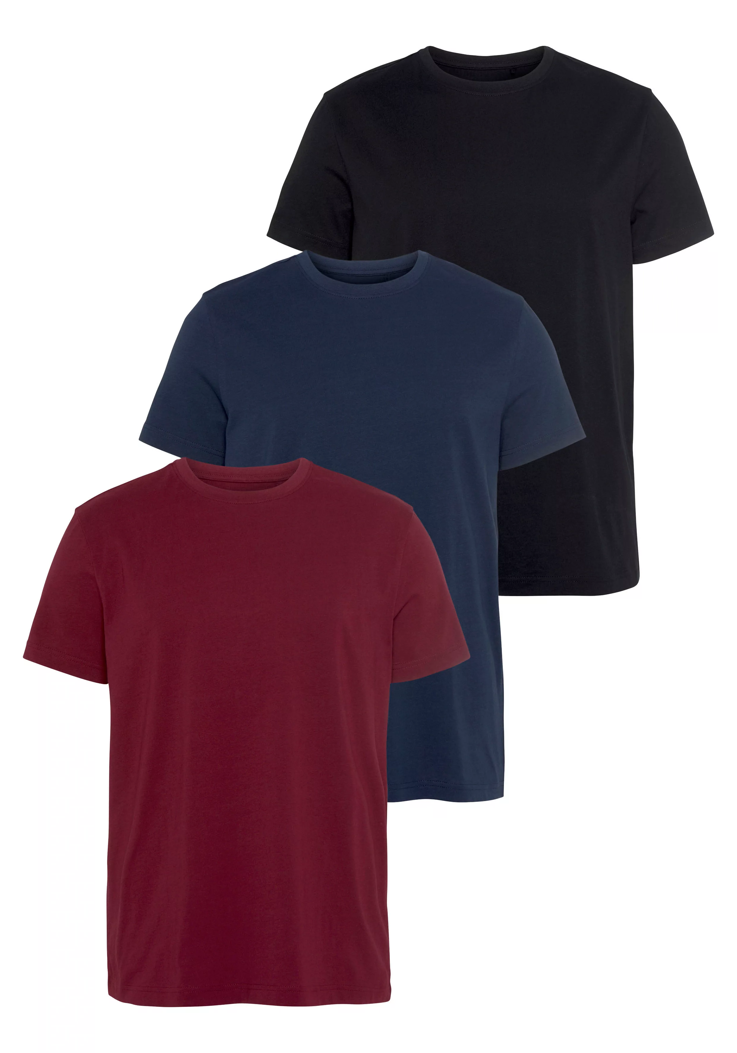 AJC T-Shirt (3er-Pack) hüftbedeckend, lockere Passform, Basic-Stil günstig online kaufen