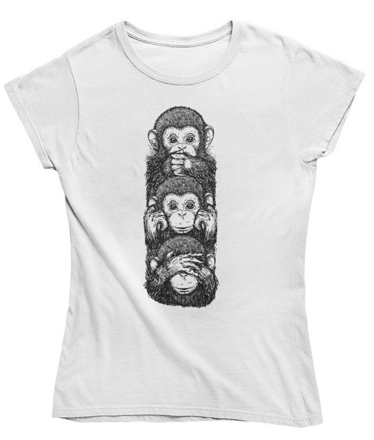 mamino Fashion T-Shirt Damen T Shirt -three wise monkeys günstig online kaufen