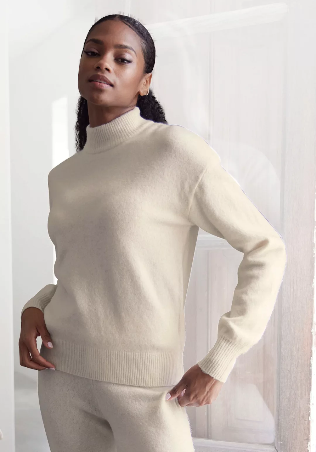 LASCANA Strickpullover -Loungepullover mit Stehkragen und Rippbündchen, Lou günstig online kaufen