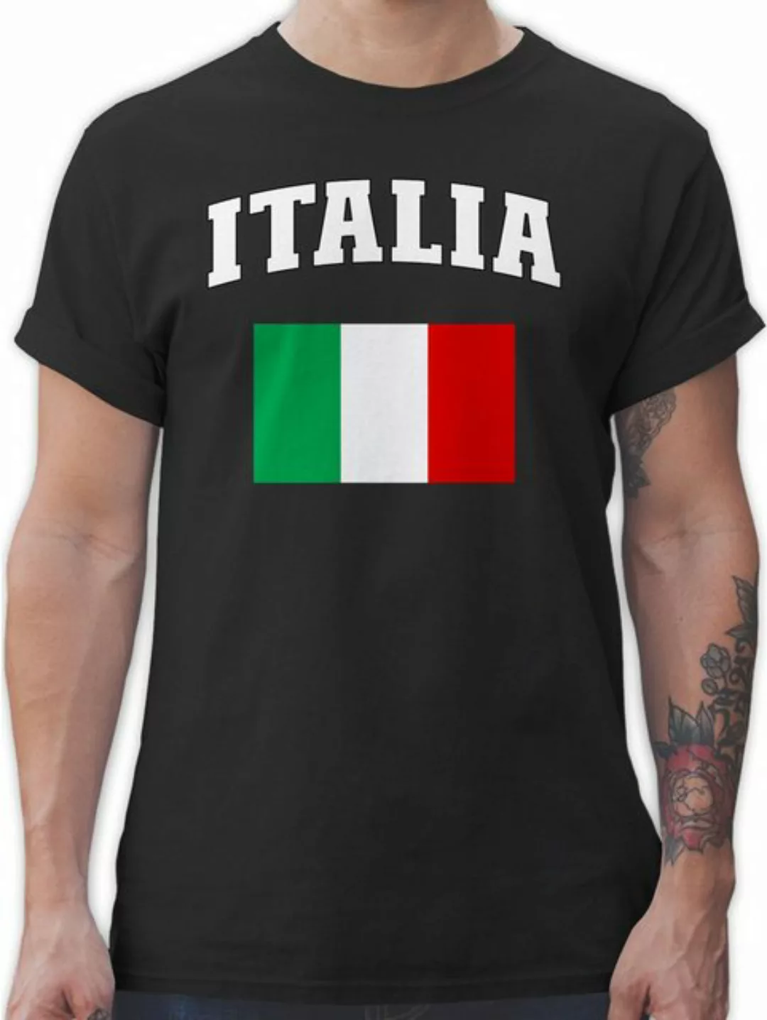 Shirtracer T-Shirt Italia Schriftzug mit Flagge, Italien, Italy 2026 Fussba günstig online kaufen