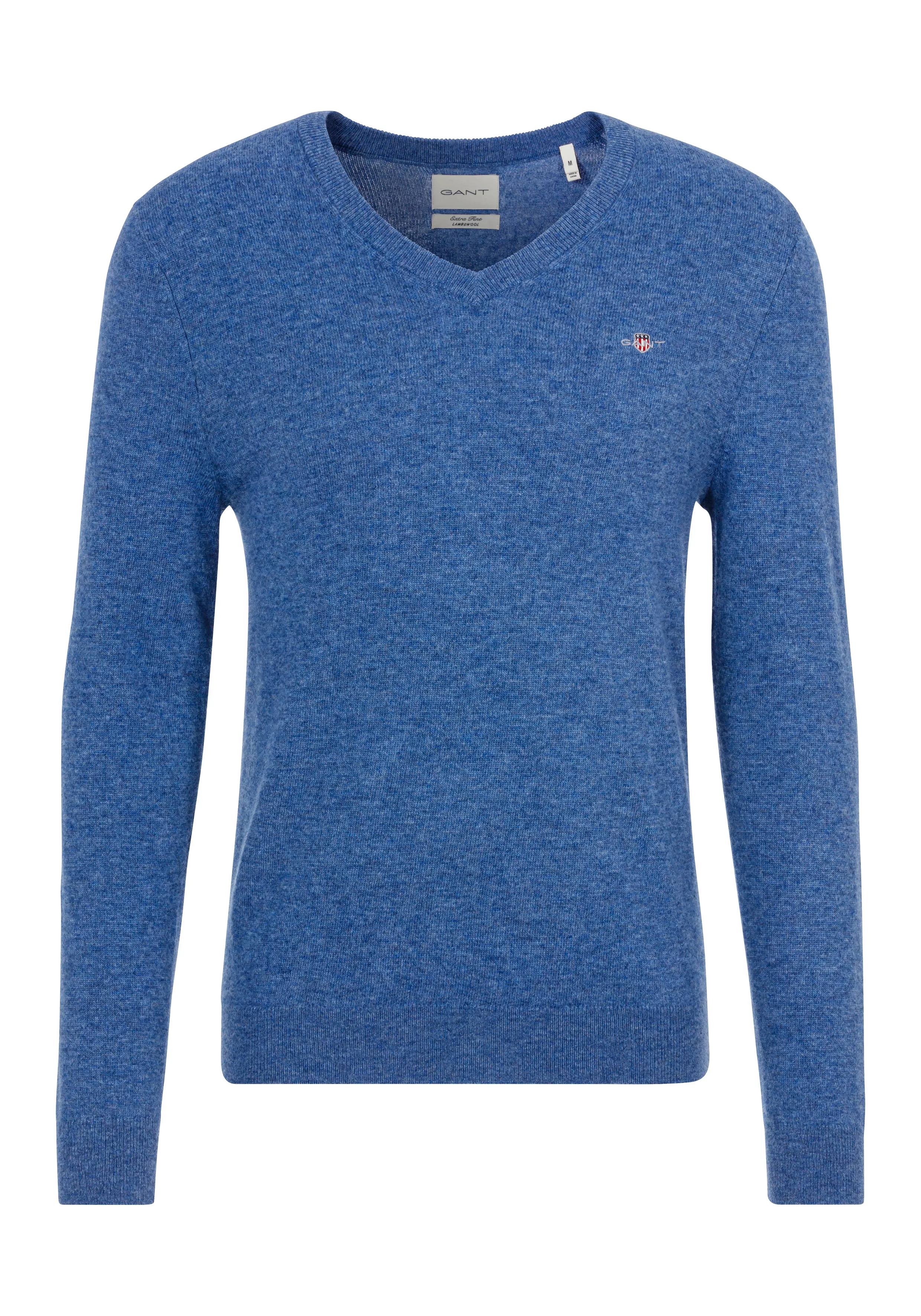 Gant V-Ausschnitt-Pullover "EXTRAFINE LAMBSWOOL V-NECK", mit Logostickerei günstig online kaufen