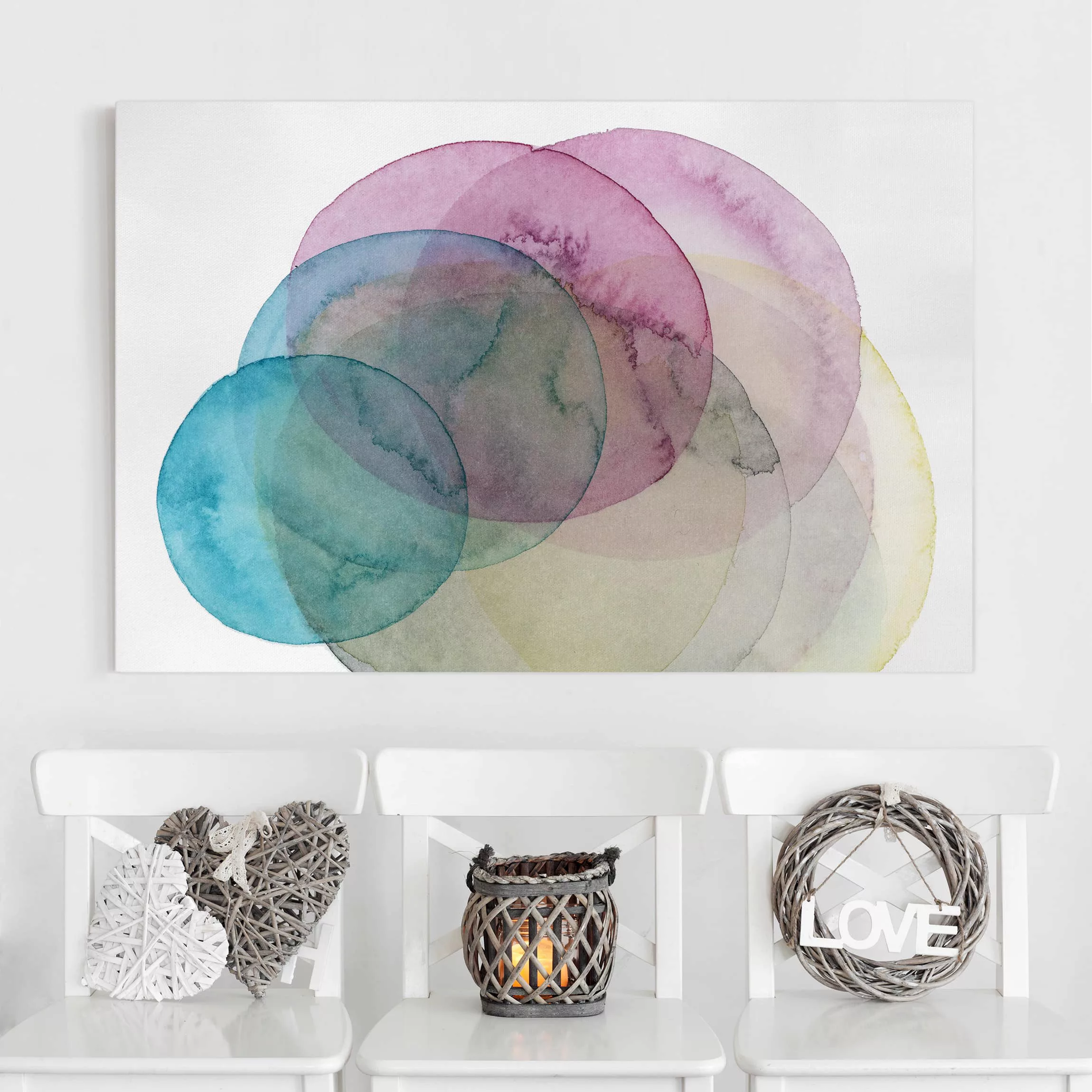 Leinwandbild Abstrakt - Querformat Urknall - rosa günstig online kaufen