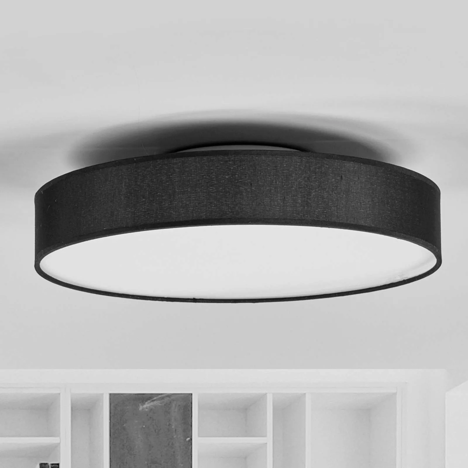 LED-Stoffdeckenlampe Saira, 40 cm, schwarz günstig online kaufen