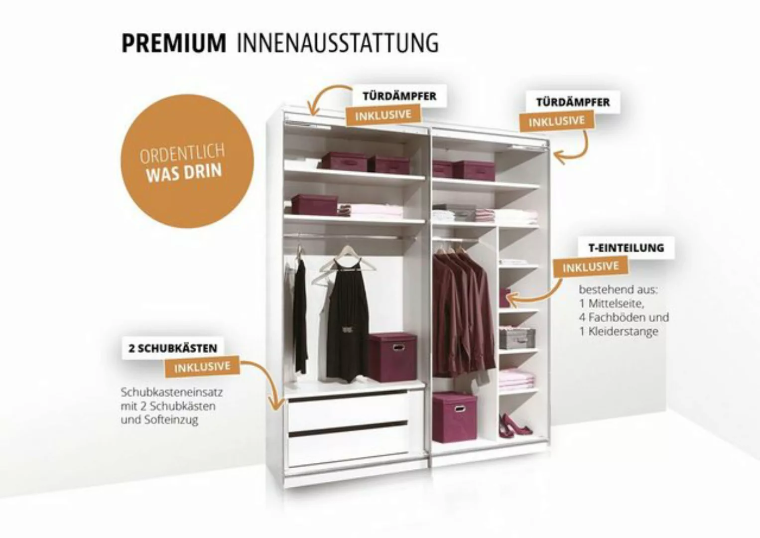 STAUD Schwebetürenschrank Includo Glas, Made in Germany günstig online kaufen