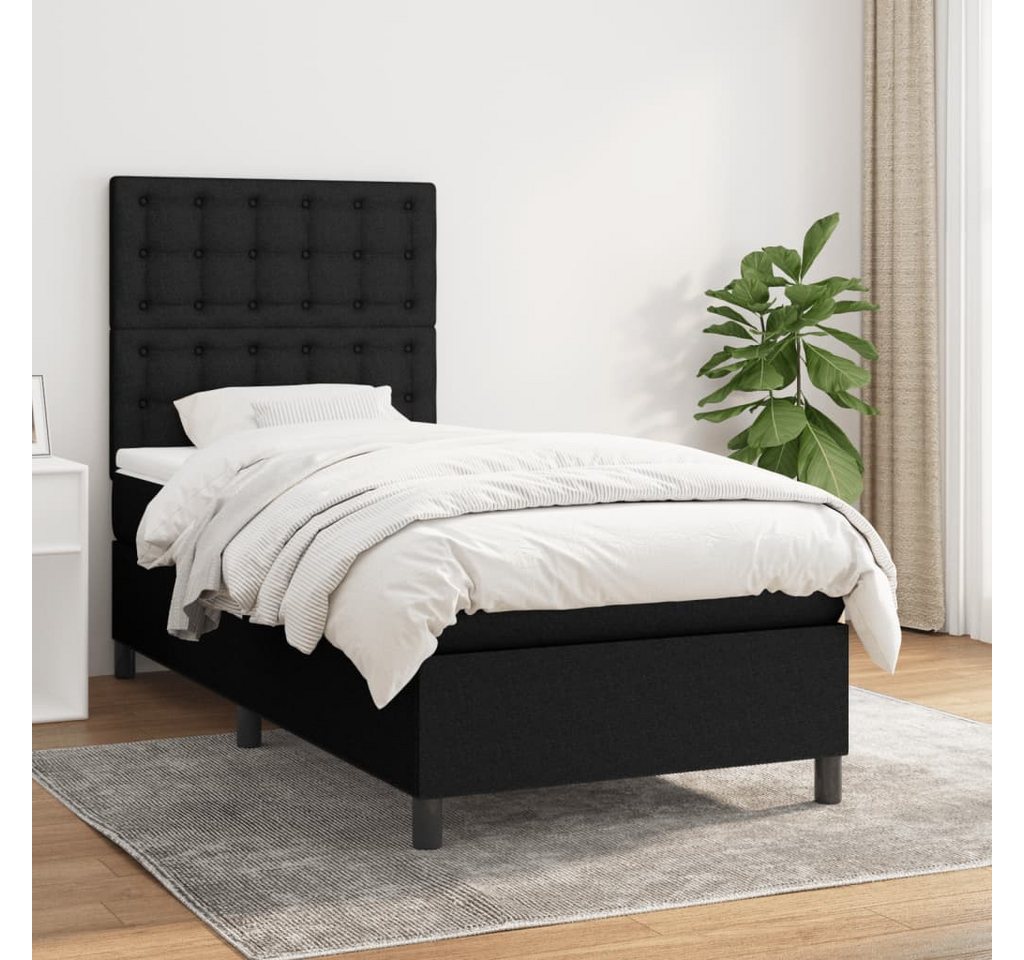 vidaXL Boxspringbett Boxspringbett mit Matratze Schwarz 90x200 cm Stoff Bet günstig online kaufen