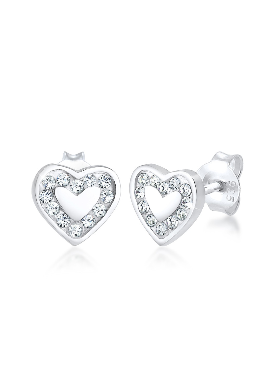 Elli Paar Ohrstecker "Ohrstecker Herz Glas Kristalle Weiß 925 Sterling Silb günstig online kaufen