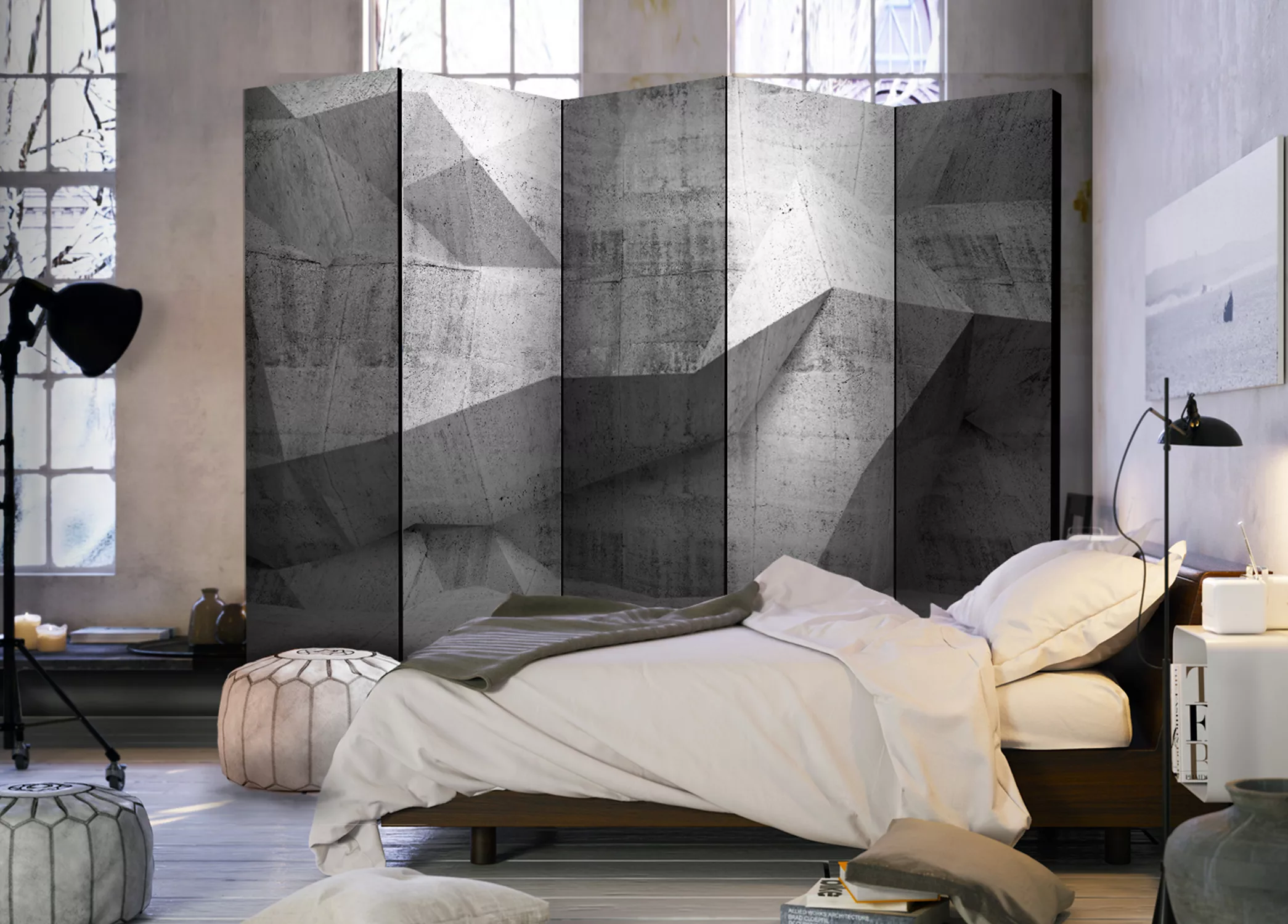 5-teiliges Paravent - Concrete Geometry Ii [room Dividers] günstig online kaufen