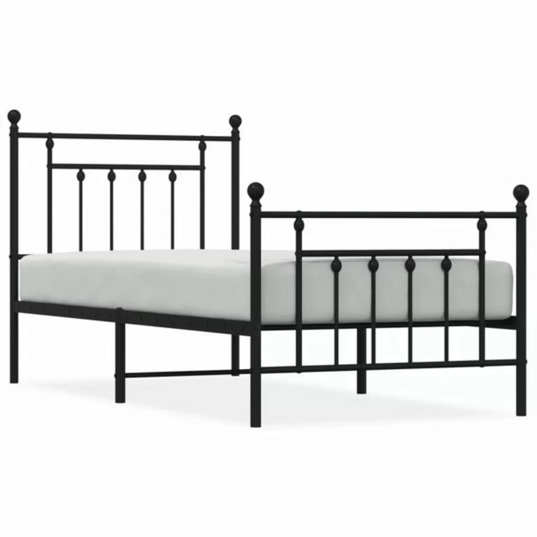 furnicato Bett Bettgestell mit Kopf- und Fußteil Metall Schwarz 90x200 cm günstig online kaufen