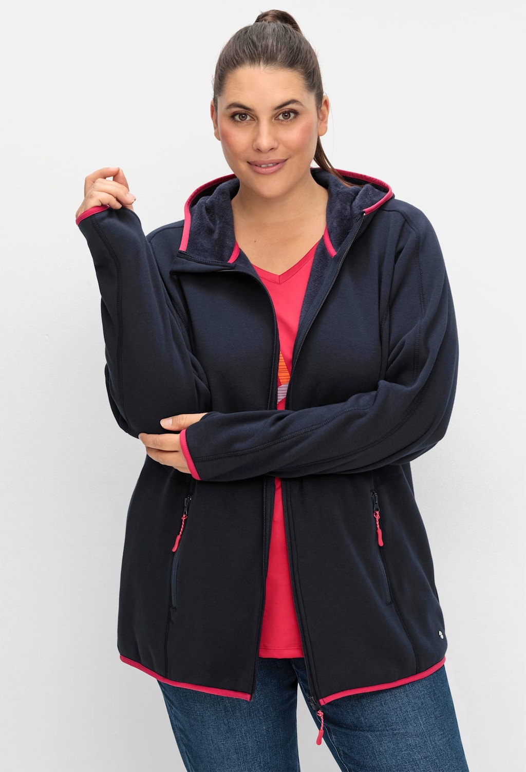 Sheego Fleecejacke, mit Kapuze günstig online kaufen