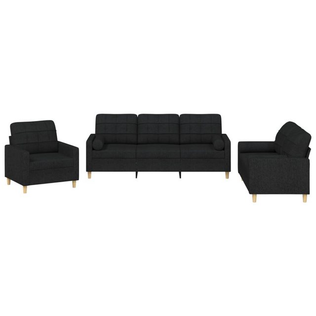 vidaXL Sofa Sofagarnitur mit Kissen Stoff, mit Zierkissen, Schwarz günstig online kaufen