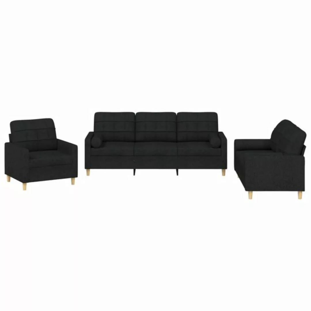 vidaXL Sofa Sofagarnitur mit Kissen Stoff, mit Zierkissen, Schwarz günstig online kaufen