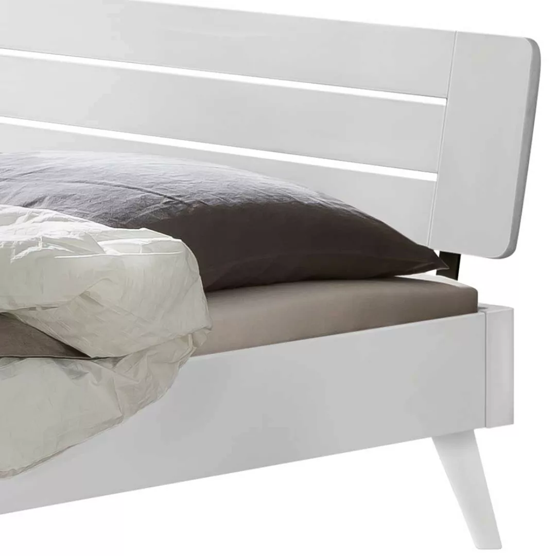 Buche weiß lackiert Bett 140x200 cm in modernem Design 80 cm hoch günstig online kaufen