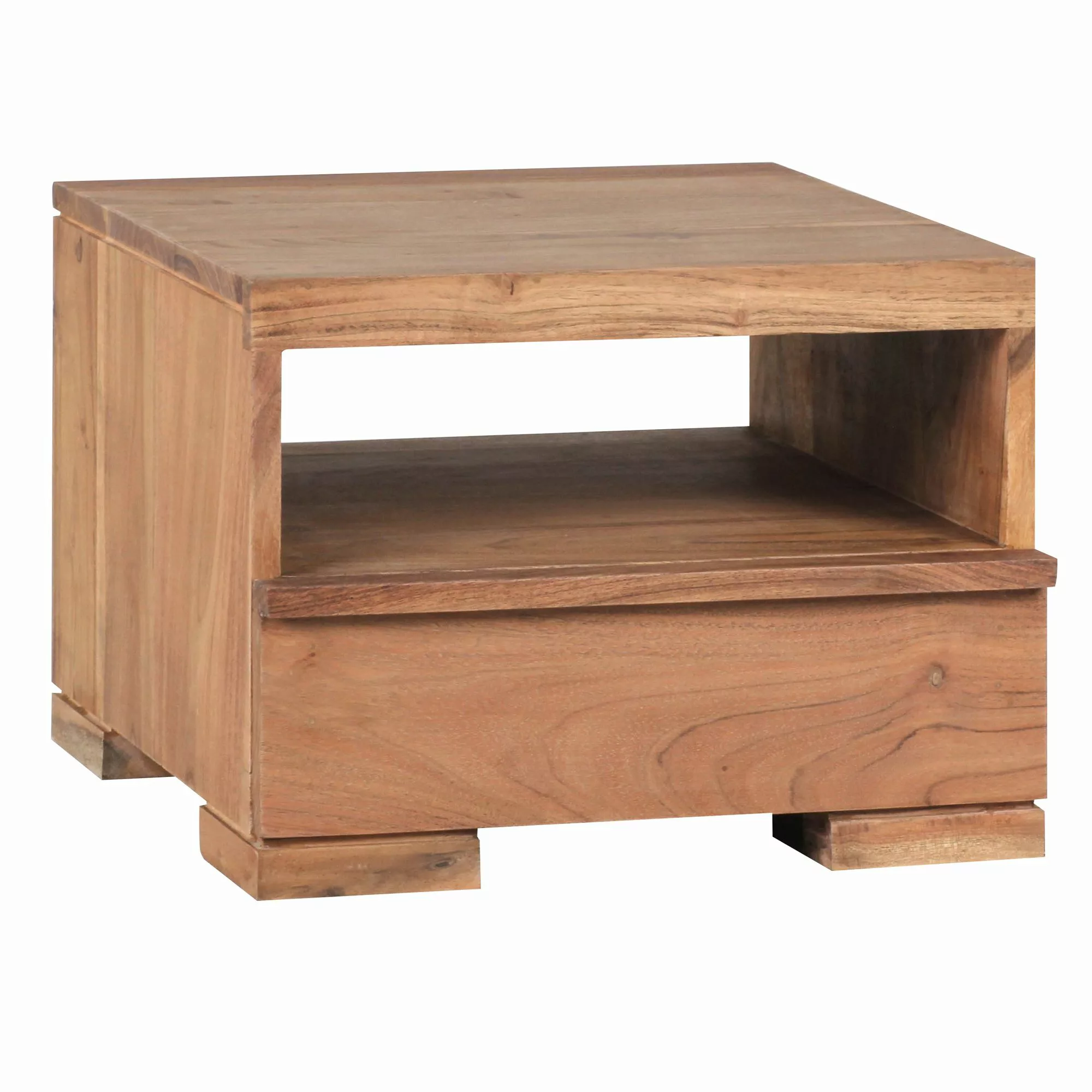 Nachttisch MUMBAI Massiv-Holz Akazie Nacht-Kommode 30 cm 1 Schublade Ablage günstig online kaufen