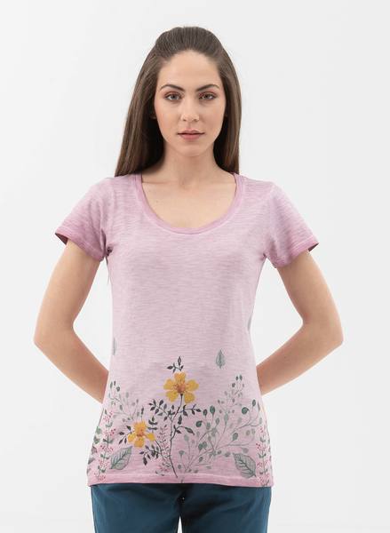 Garment Dyed T-shirt Aus Bio-baumwolle Mit Blumen-print günstig online kaufen