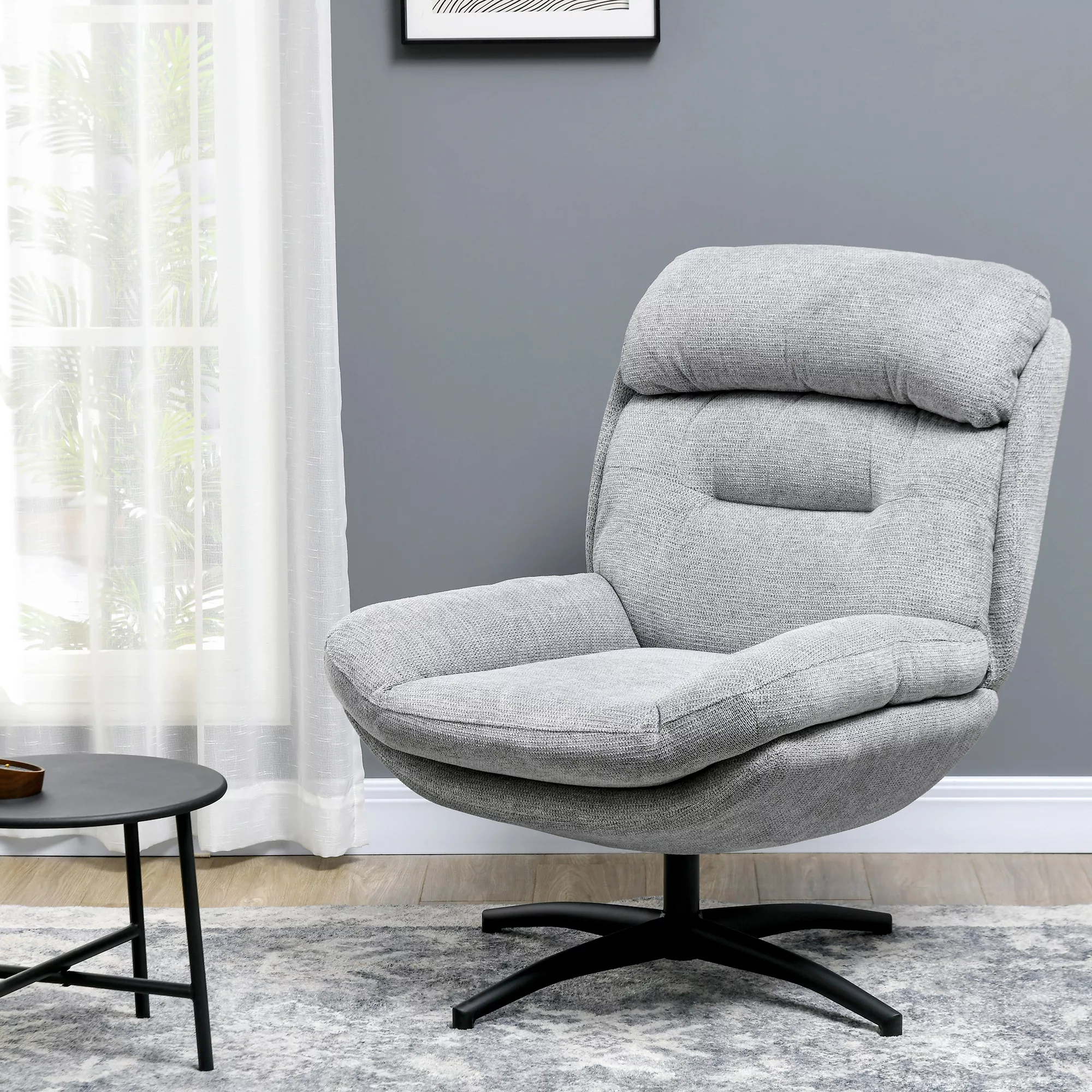 HOMCOM Sessel Chenille, wasserabweisend, Drehsessel Wohnzimmer, Armlehnstuh günstig online kaufen