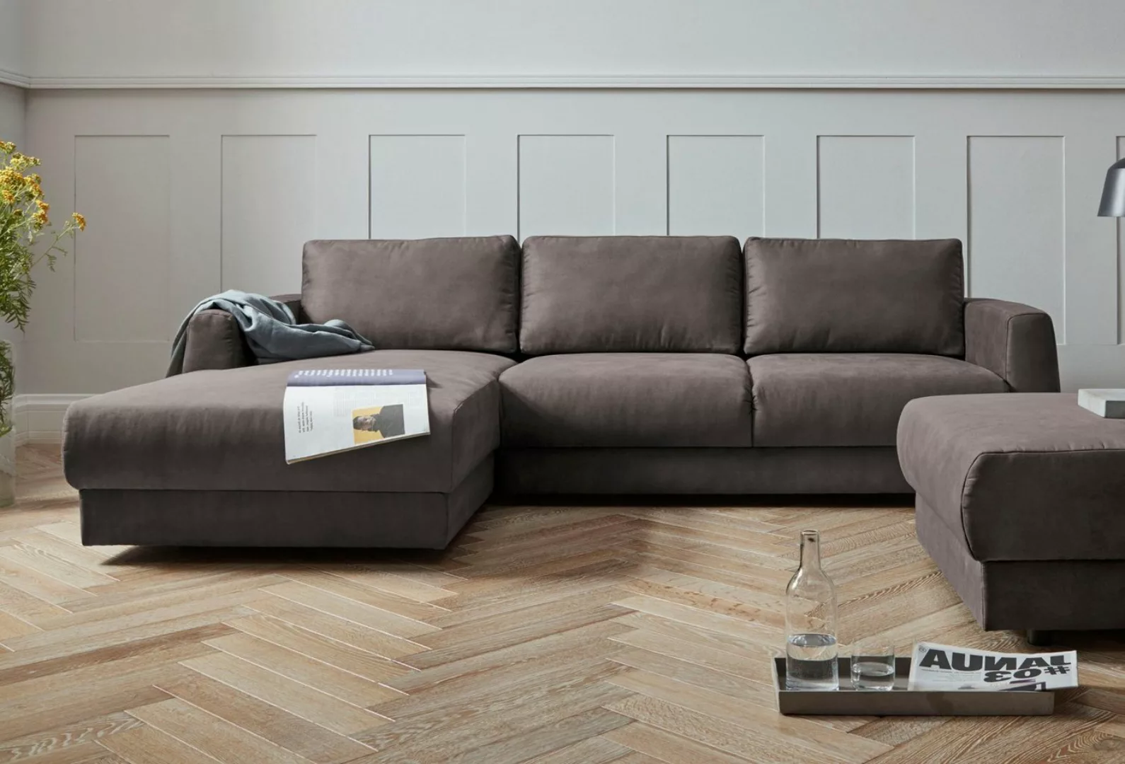 andas Ecksofa "Hobro L-Form", in 3 Bezugsqualitäten in vielen Farben, Desig günstig online kaufen