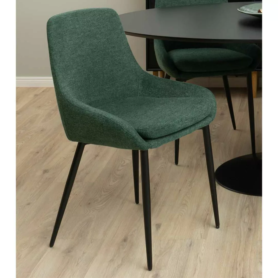 Esstisch Stühle Dunkelblau in modernem Design Strukturstoff (2er Set) günstig online kaufen