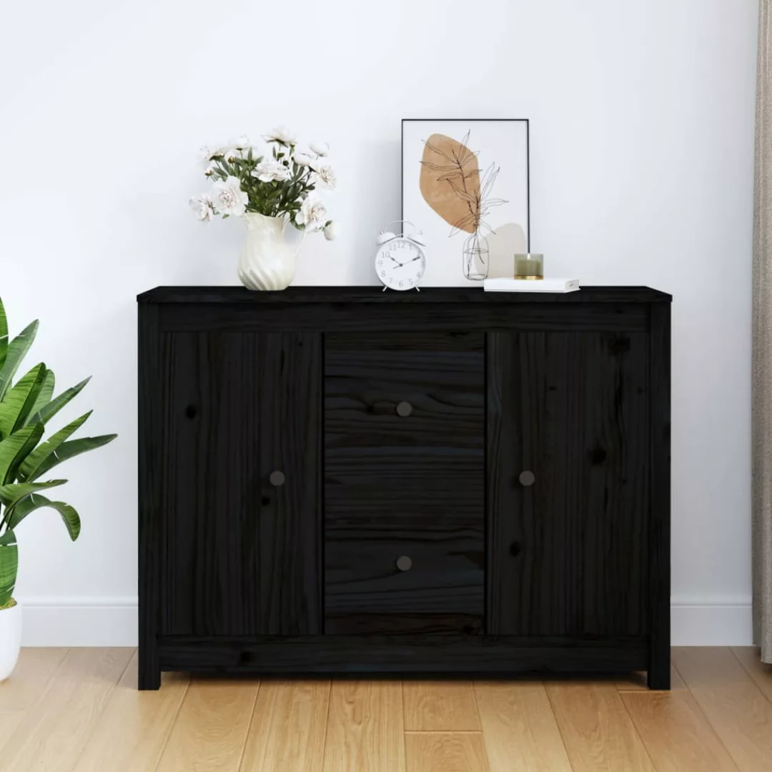 Vidaxl Sideboard Schwarz 100x35x74 Cm Massivholz Kiefer günstig online kaufen