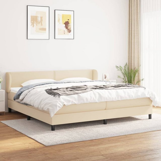 vidaXL Bettgestell Boxspringbett mit Matratze Creme 200x200 cm Stoff Bett B günstig online kaufen