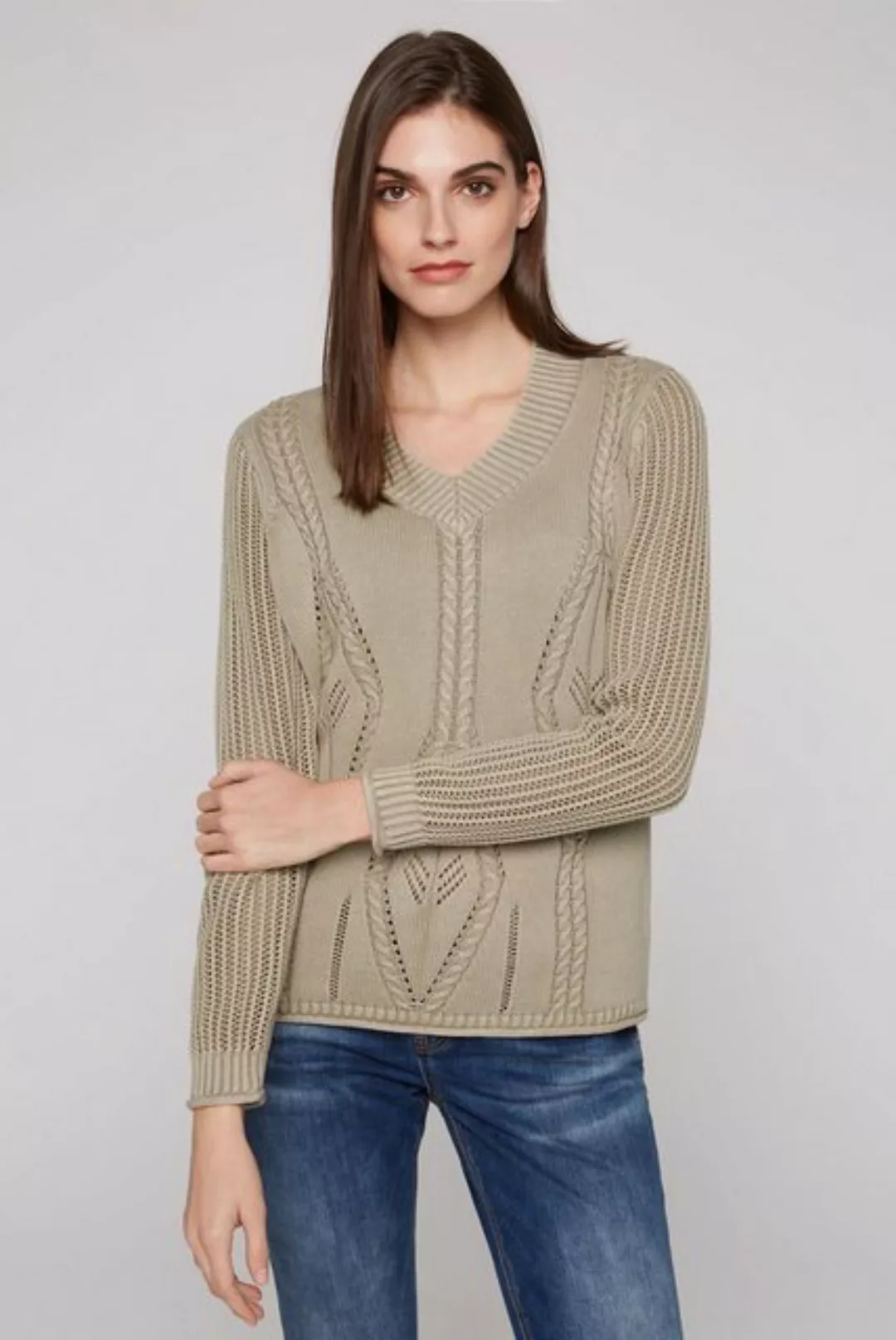 SOCCX V-Ausschnitt-Pullover aus Baumwolle günstig online kaufen