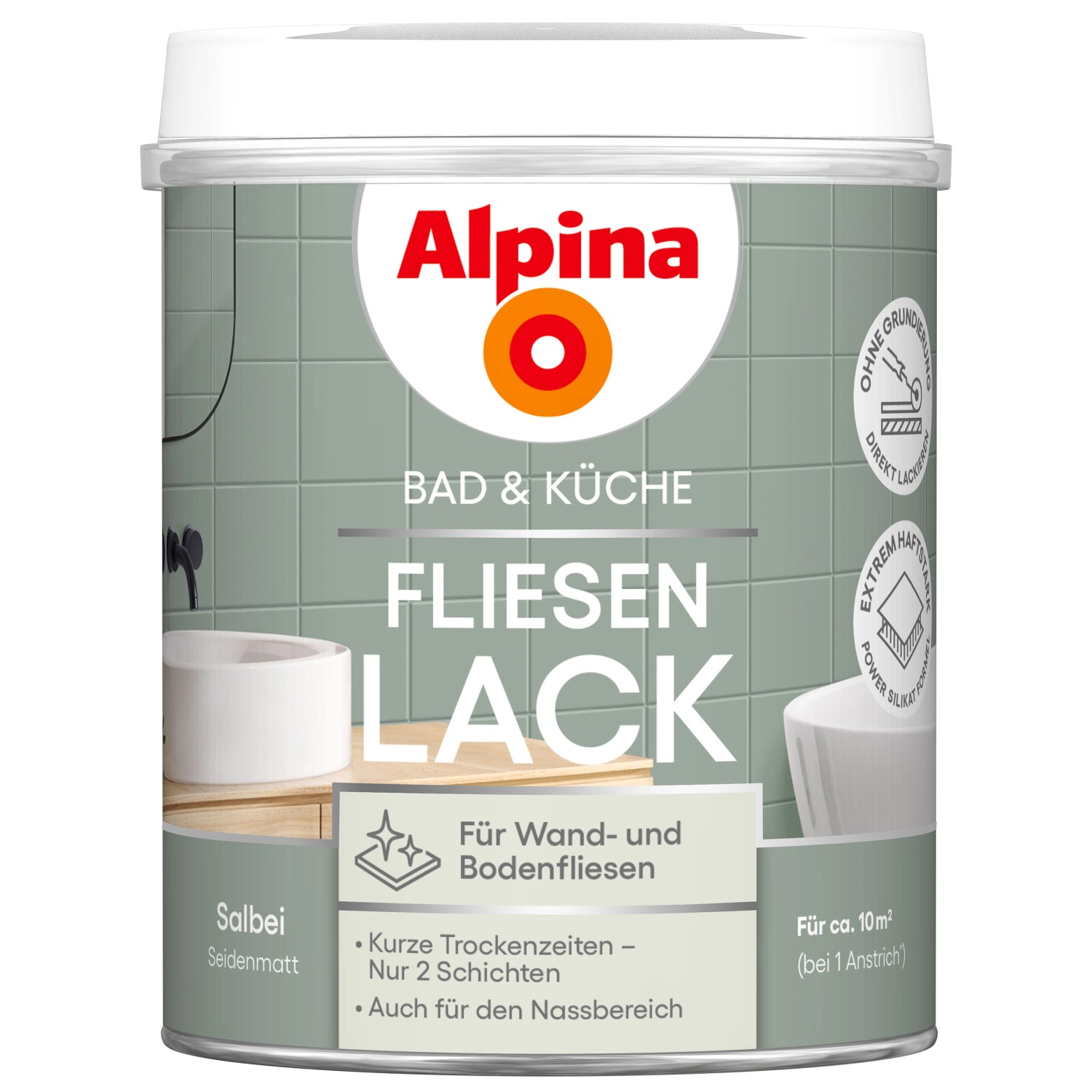 Alpina Fliesen-Lack Bad & Küche 2 Komponenten Salbei Seidenmatt 750 ml günstig online kaufen