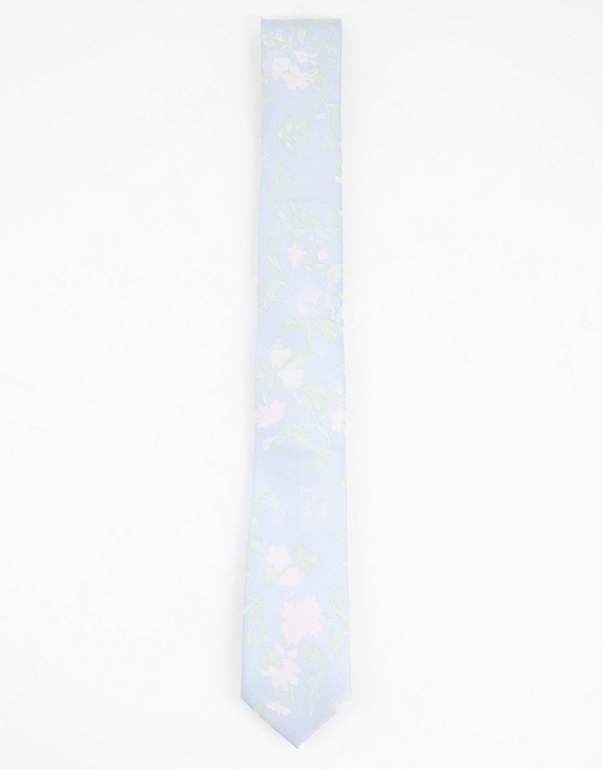 Topman – Geblümte Krawatte in Hellblau günstig online kaufen