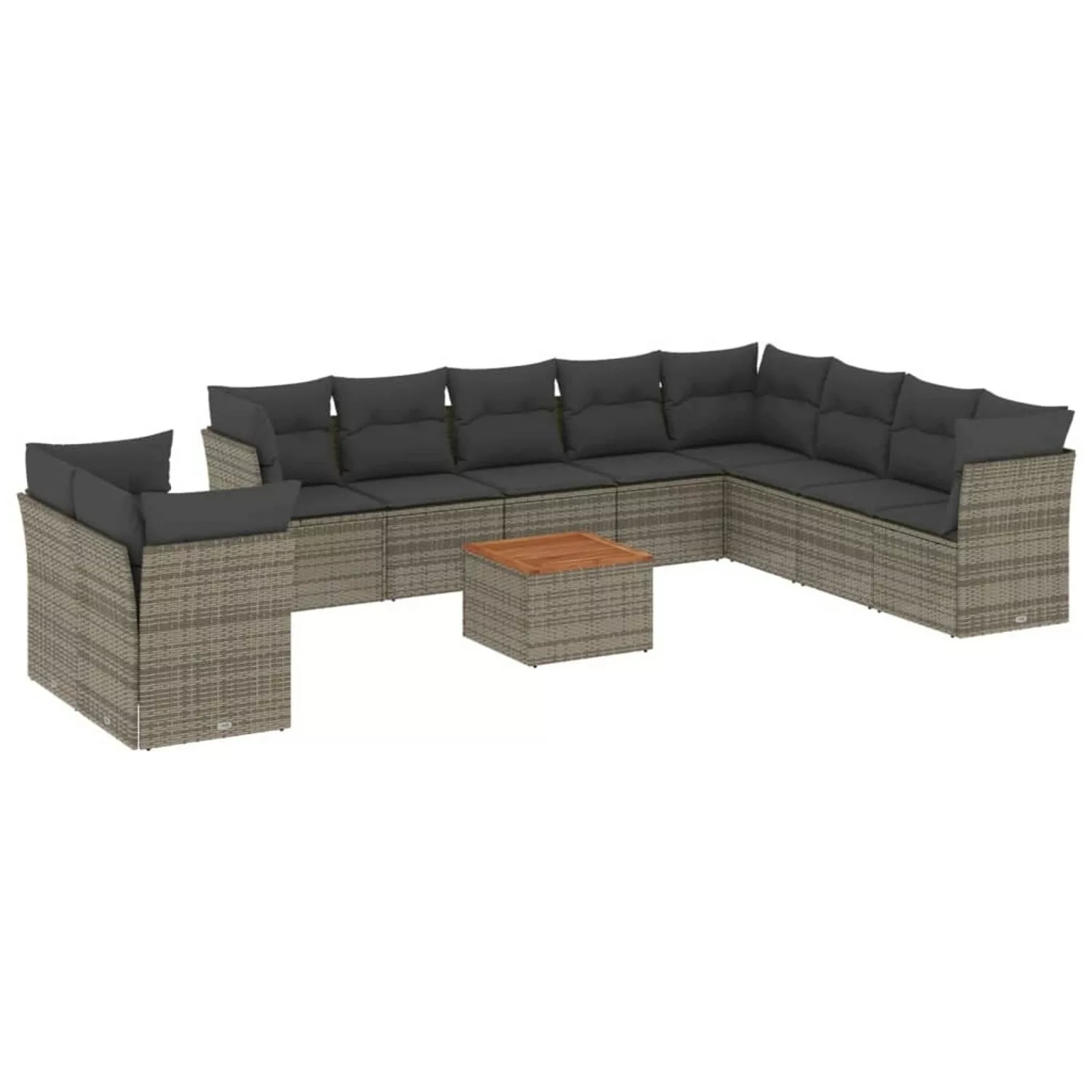 vidaXL 11-tlg Garten-Sofagarnitur mit Kissen Grau Poly Rattan Modell 21 günstig online kaufen