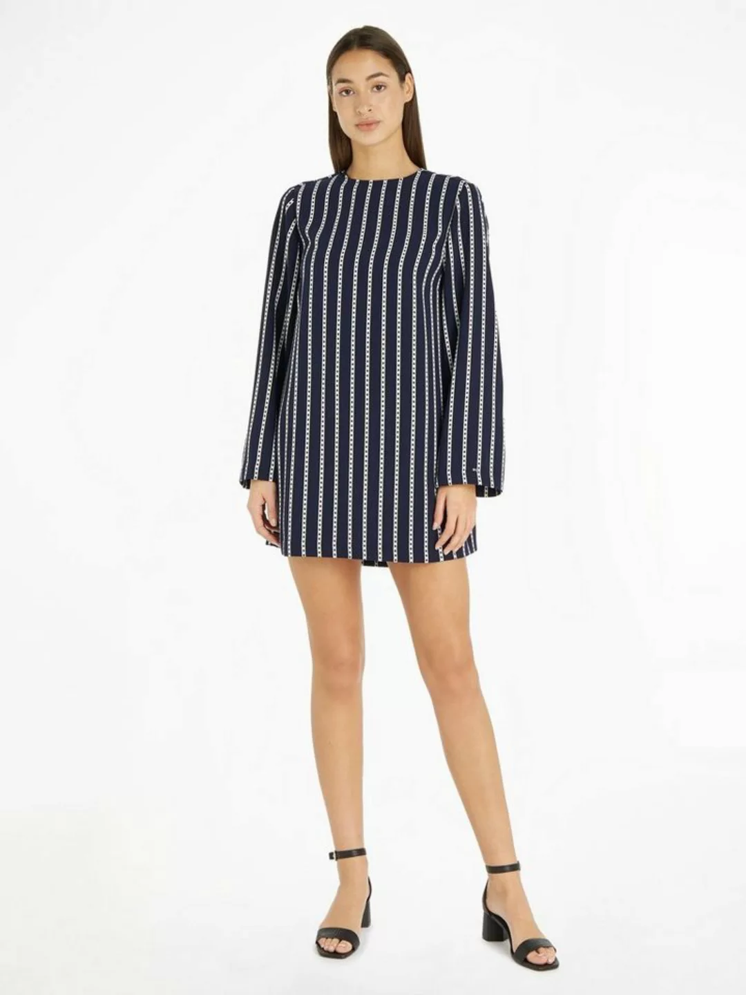 Tommy Hilfiger Blusenkleid ARGYLE STRIPE CREPE SHIFT DRESS mit Rundhals günstig online kaufen