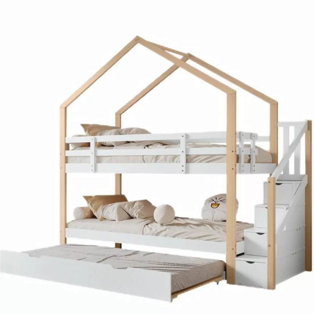 TavilaEcon Etagenbett Kinderbett ausziehbares Baumhausbett Schiebebett,90x2 günstig online kaufen