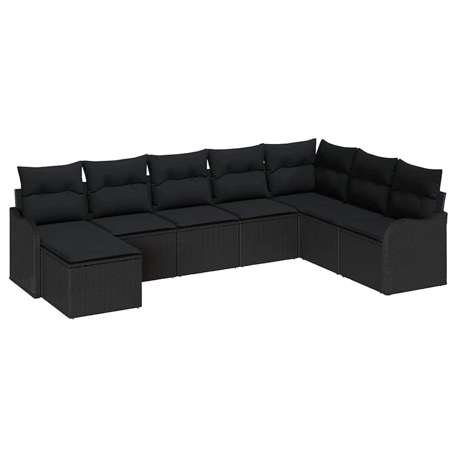 vidaXL Garten-Sofa-Set mit Kissen 8-Tlg Schwarz Poly Rattan 3345823 günstig online kaufen