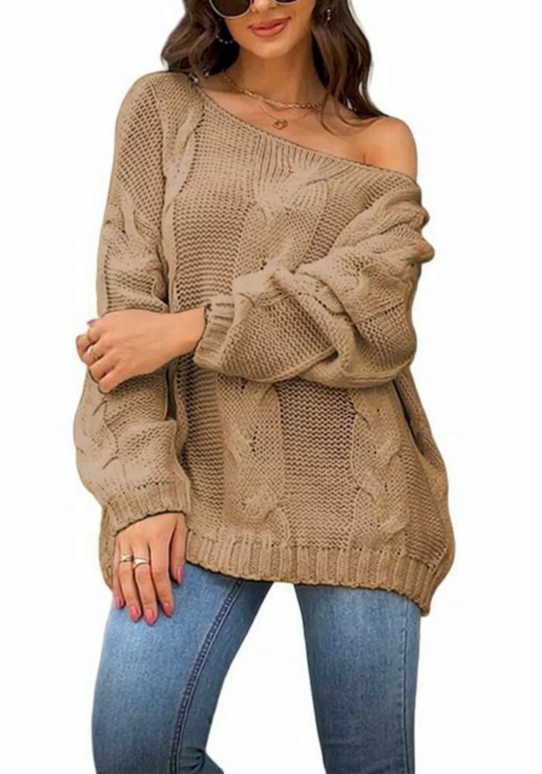 Nebelmeer Strickpullover Herbst- und Wintergroße Größen, lockere Strickware günstig online kaufen