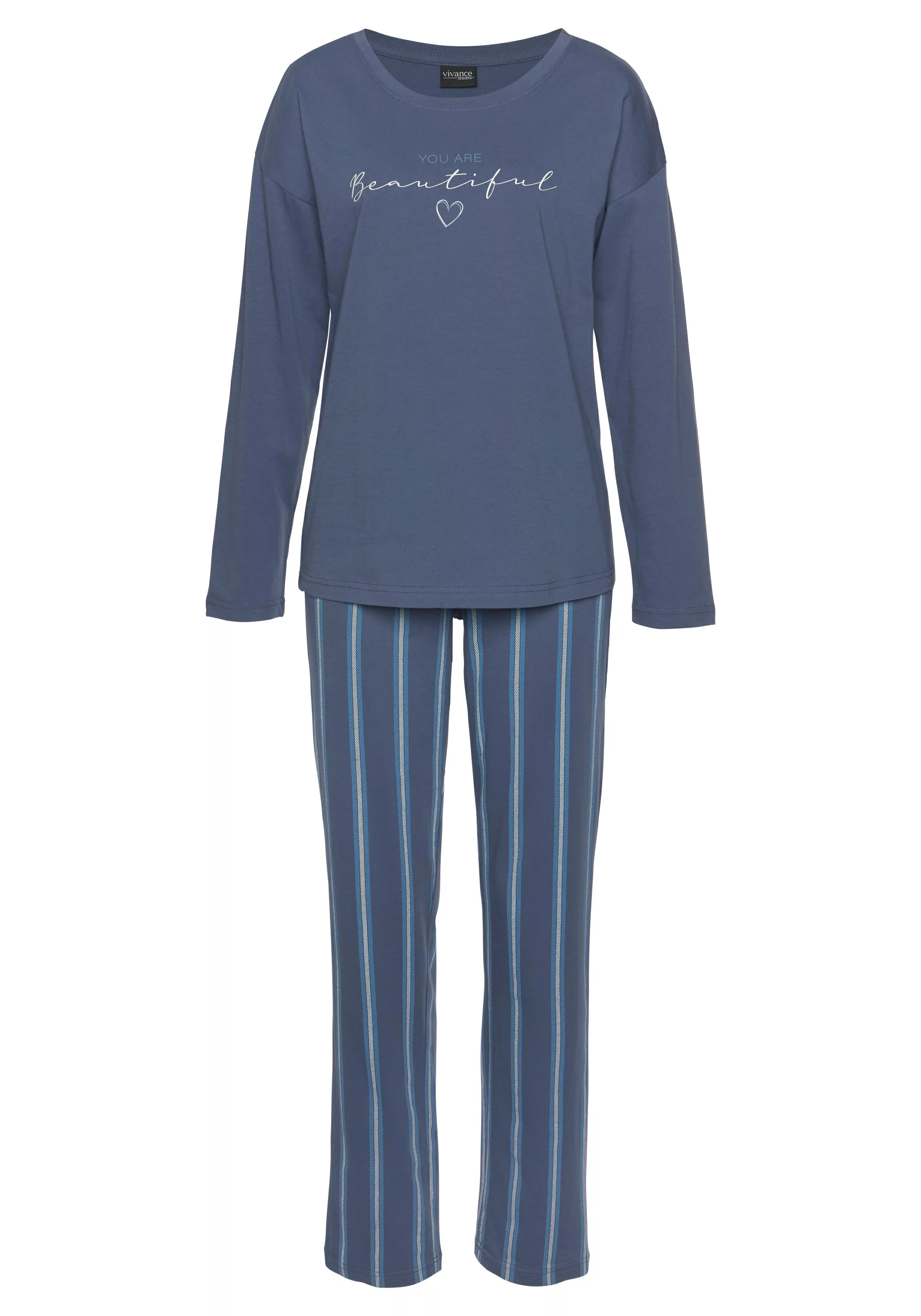 Vivance Dreams Pyjama, (2 tlg.), mit Frontdruck günstig online kaufen