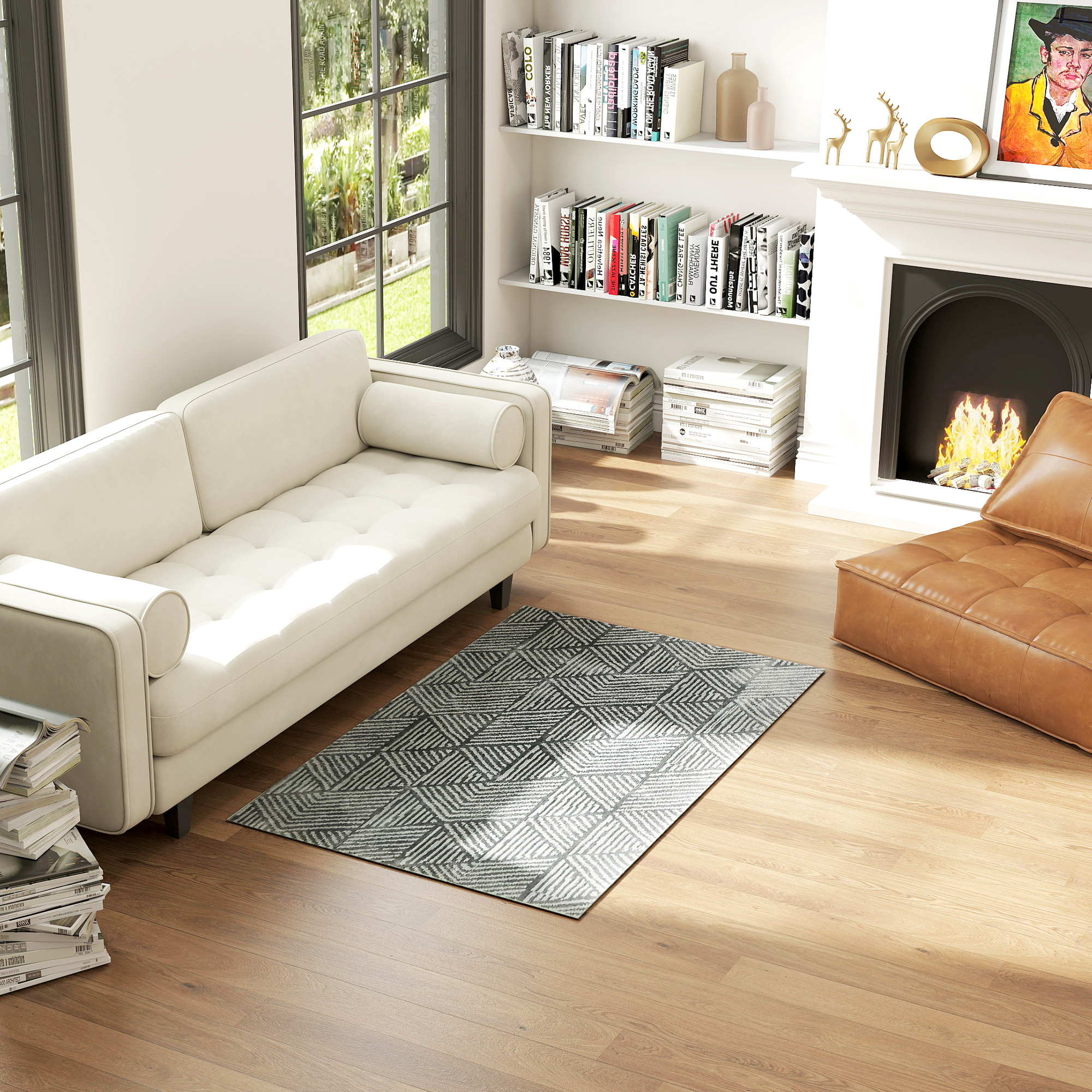 HOMCOM Teppich Wohnzimmerteppich im Modern Stil, waschbar Flächenteppich, T günstig online kaufen
