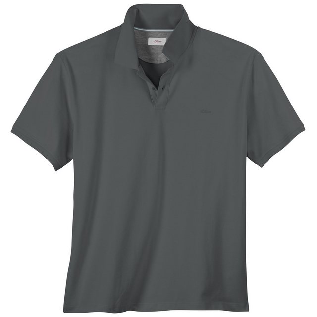 s.Oliver Rundhalsshirt Große Größen Basic Herren Stretch-Poloshirt anthrazi günstig online kaufen