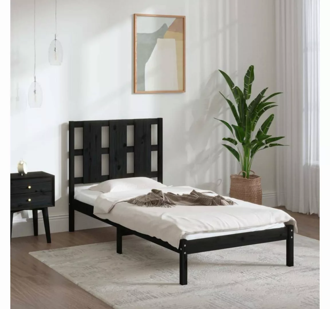 furnicato Bett Massivholzbett Schwarz Kiefer 100x200 cm günstig online kaufen
