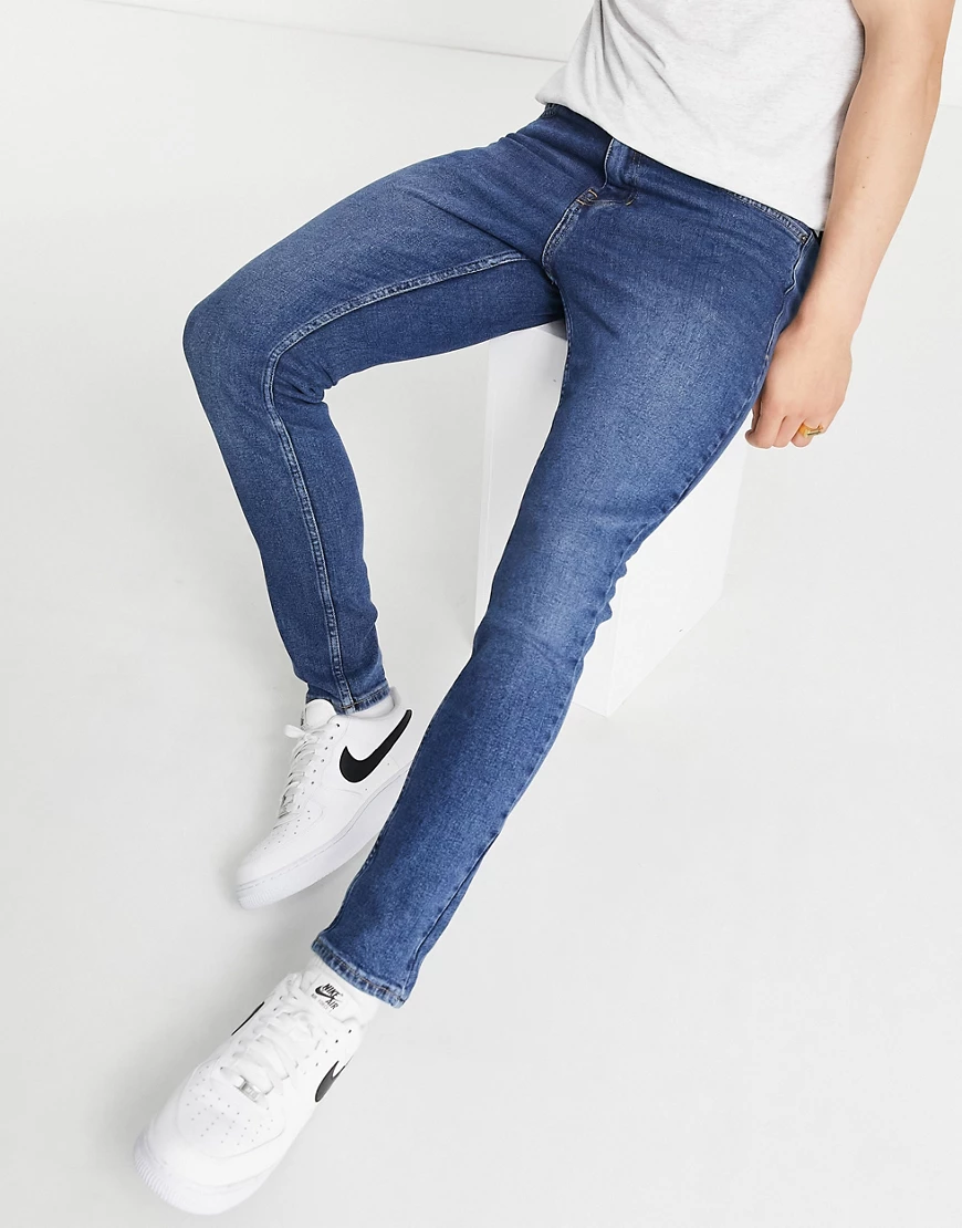 New Look – Enge Jeans in Mittelblau günstig online kaufen