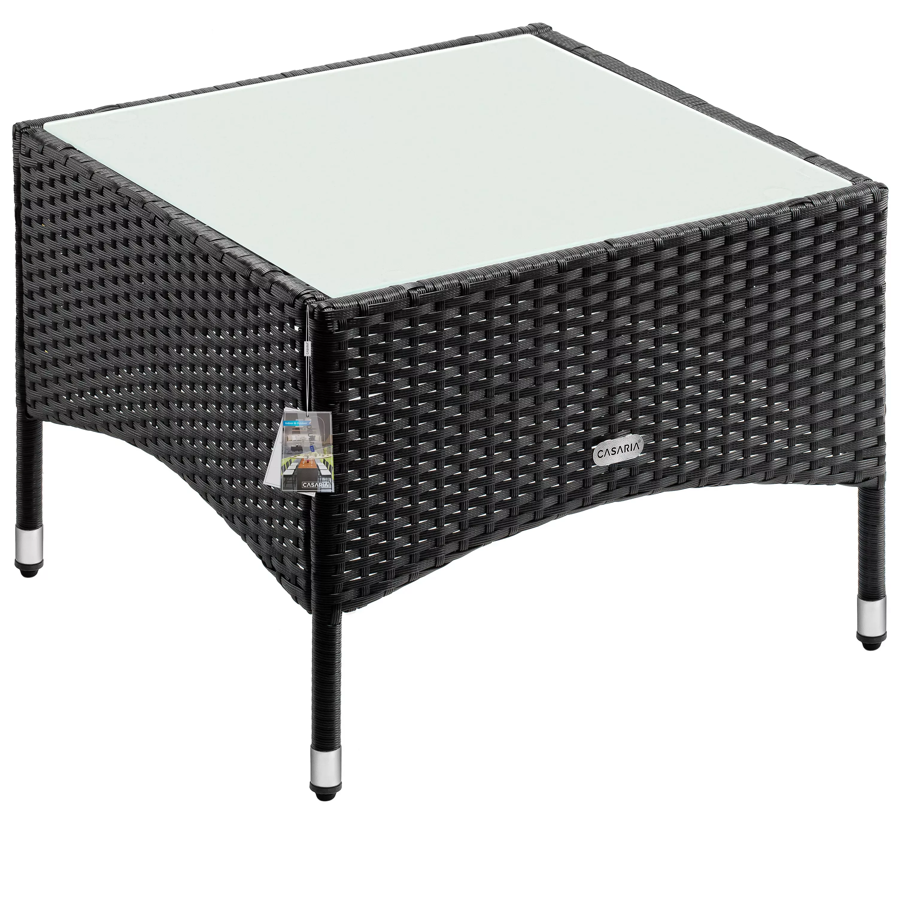 Casaria Beistelltisch, Polyrattan 58x58x42cm Höhenverstellbar 5mm günstig online kaufen