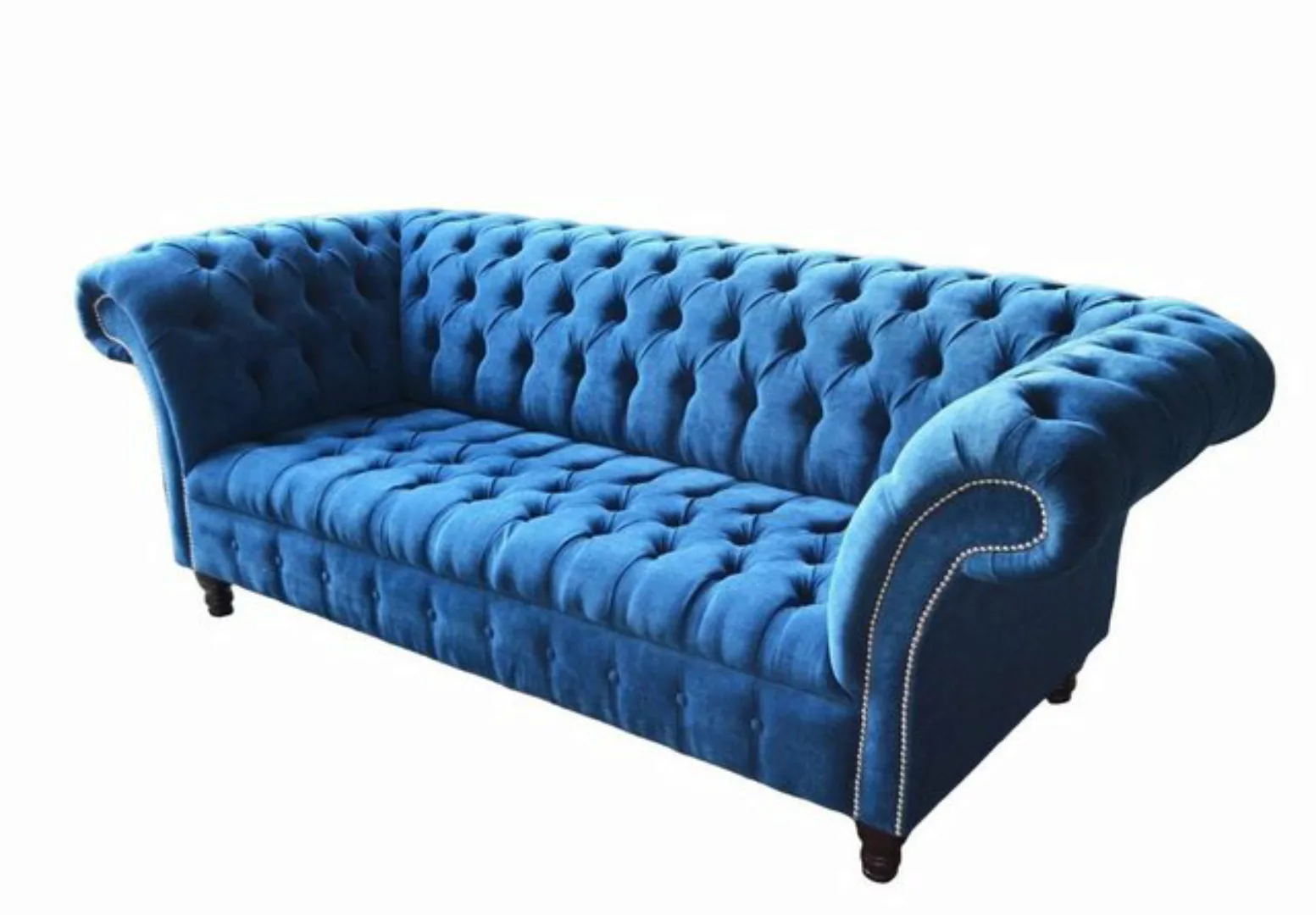 JVmoebel Chesterfield-Sofa Blau Textil Chesterfield Design Luxus Polster So günstig online kaufen