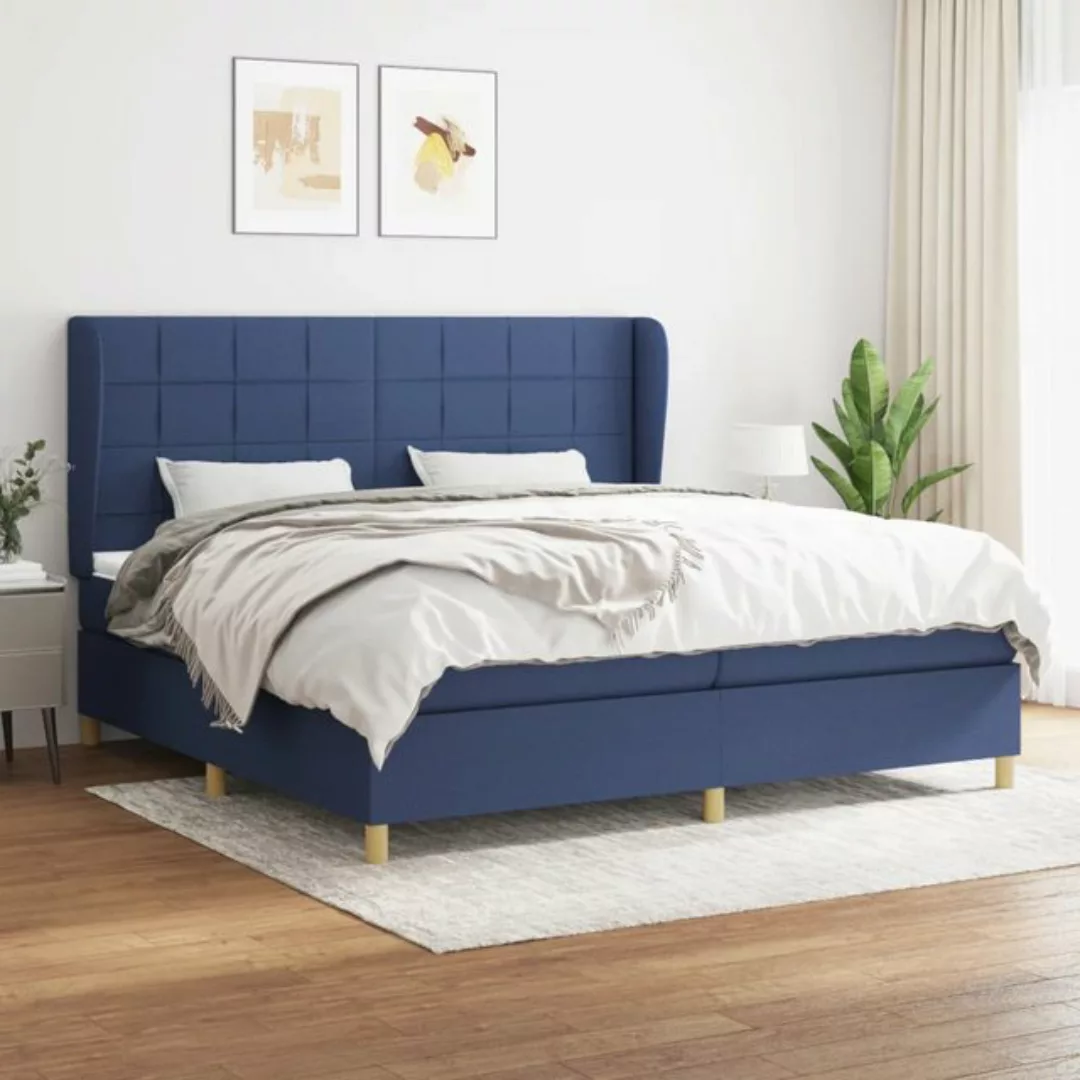 vidaXL Boxspringbett Boxspringbett mit Matratze Blau 200x200 cm Stoff Bett günstig online kaufen