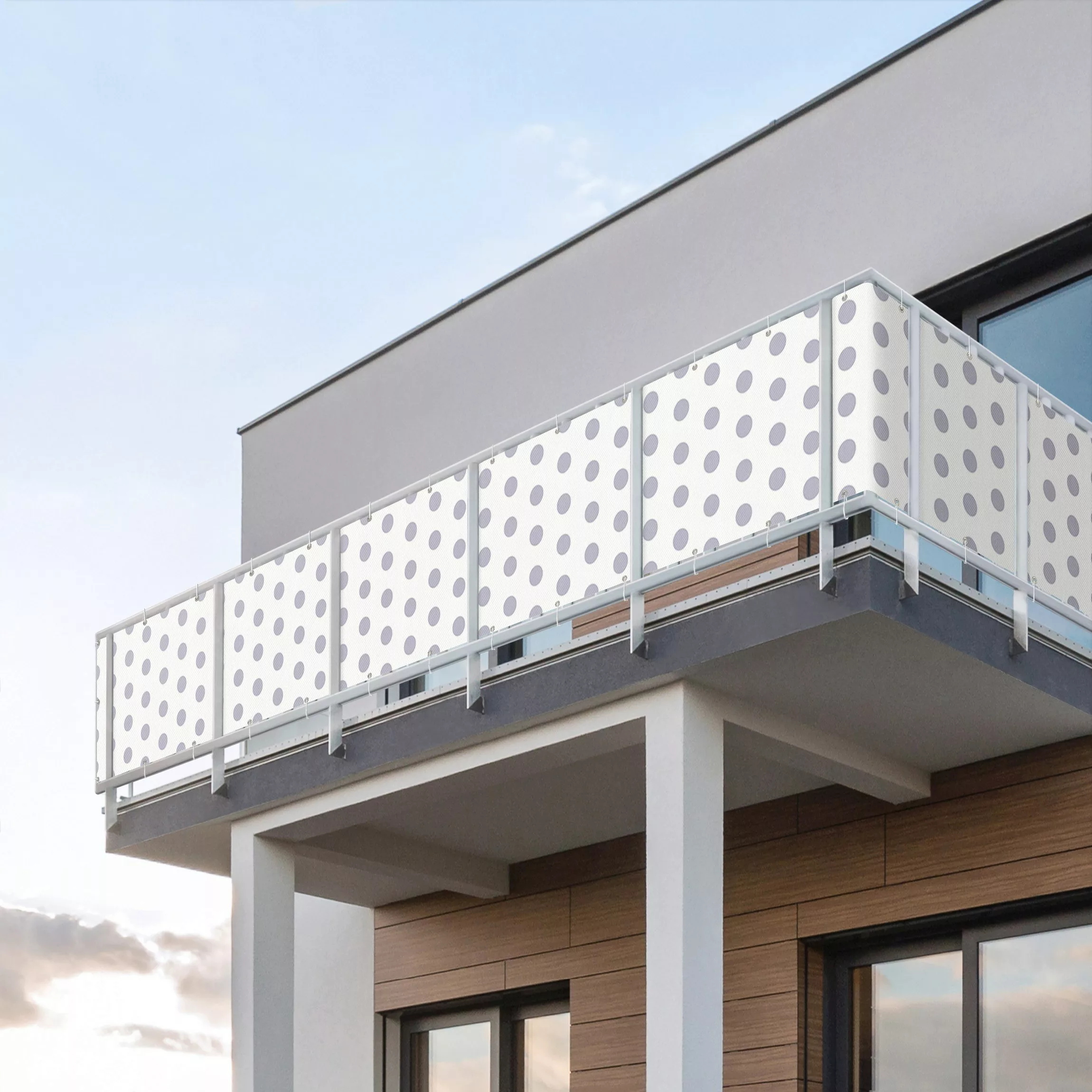 Balkon Sichtschutz Punkte in Pastell Grauviolett günstig online kaufen