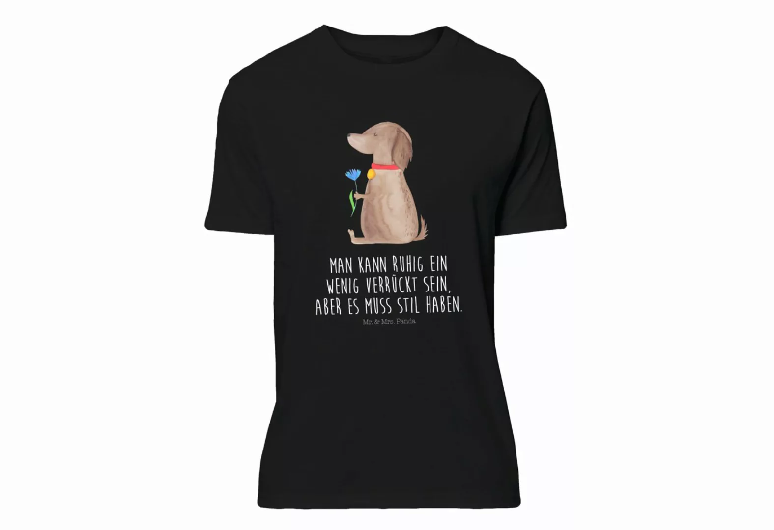 Mr. & Mrs. Panda T-Shirt Hund Blume - Schwarz - Geschenk, Hundemama, Hundel günstig online kaufen
