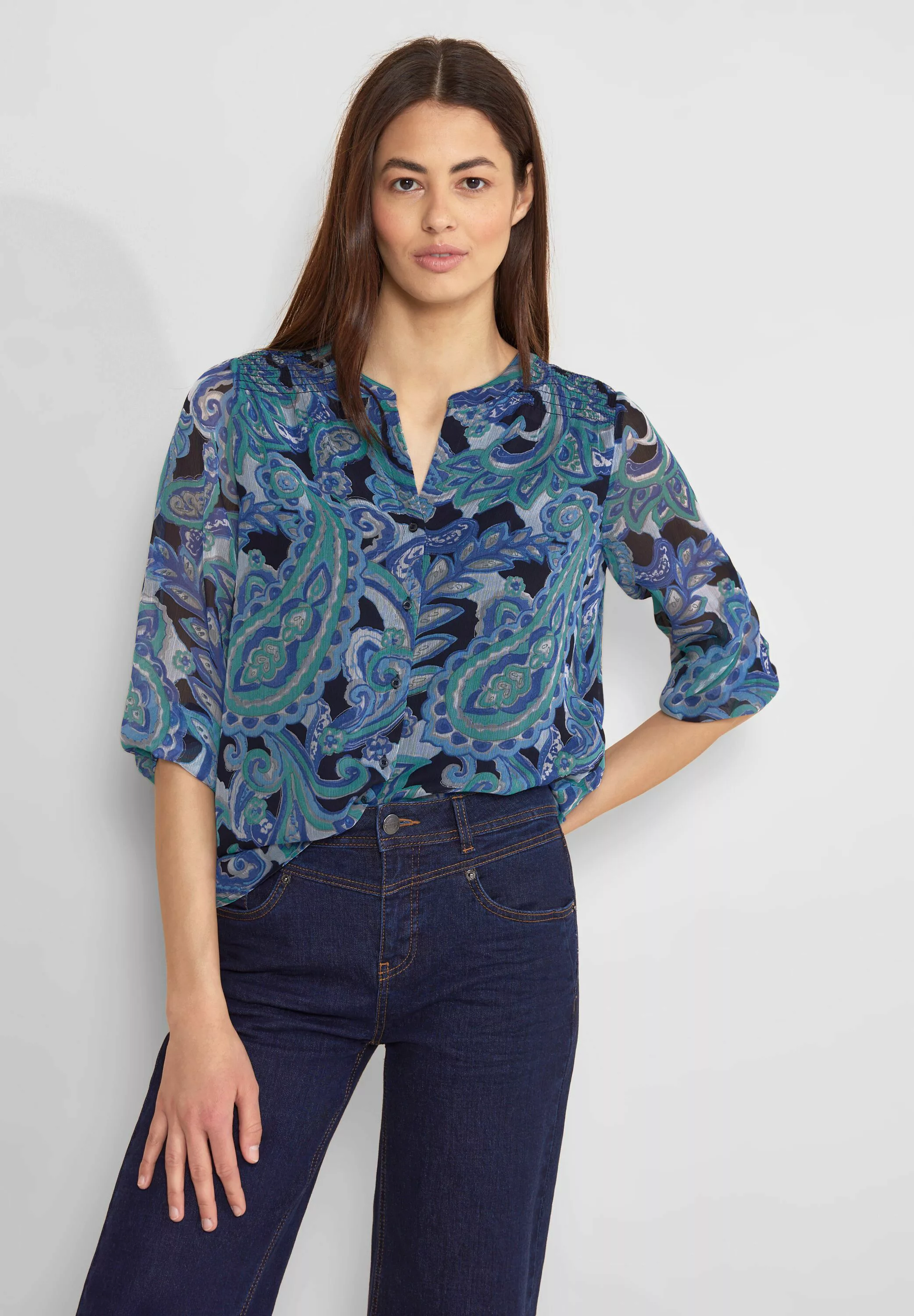 STREET ONE Chiffonbluse STREET ONE / Da. Bluse / LTD QR Printed chiffonblou günstig online kaufen